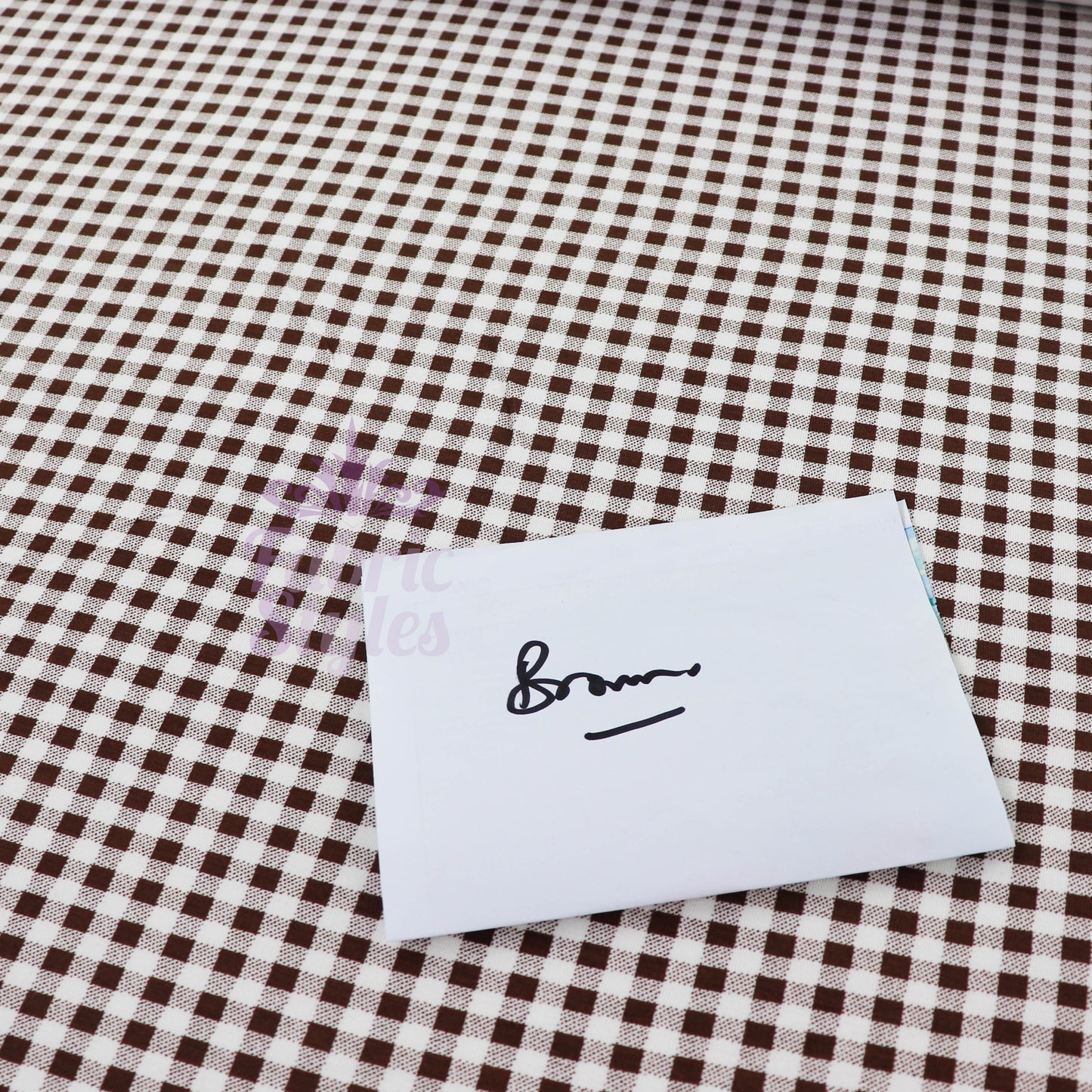 Dark Brown Gingham Check Viscose Elastane Fabric