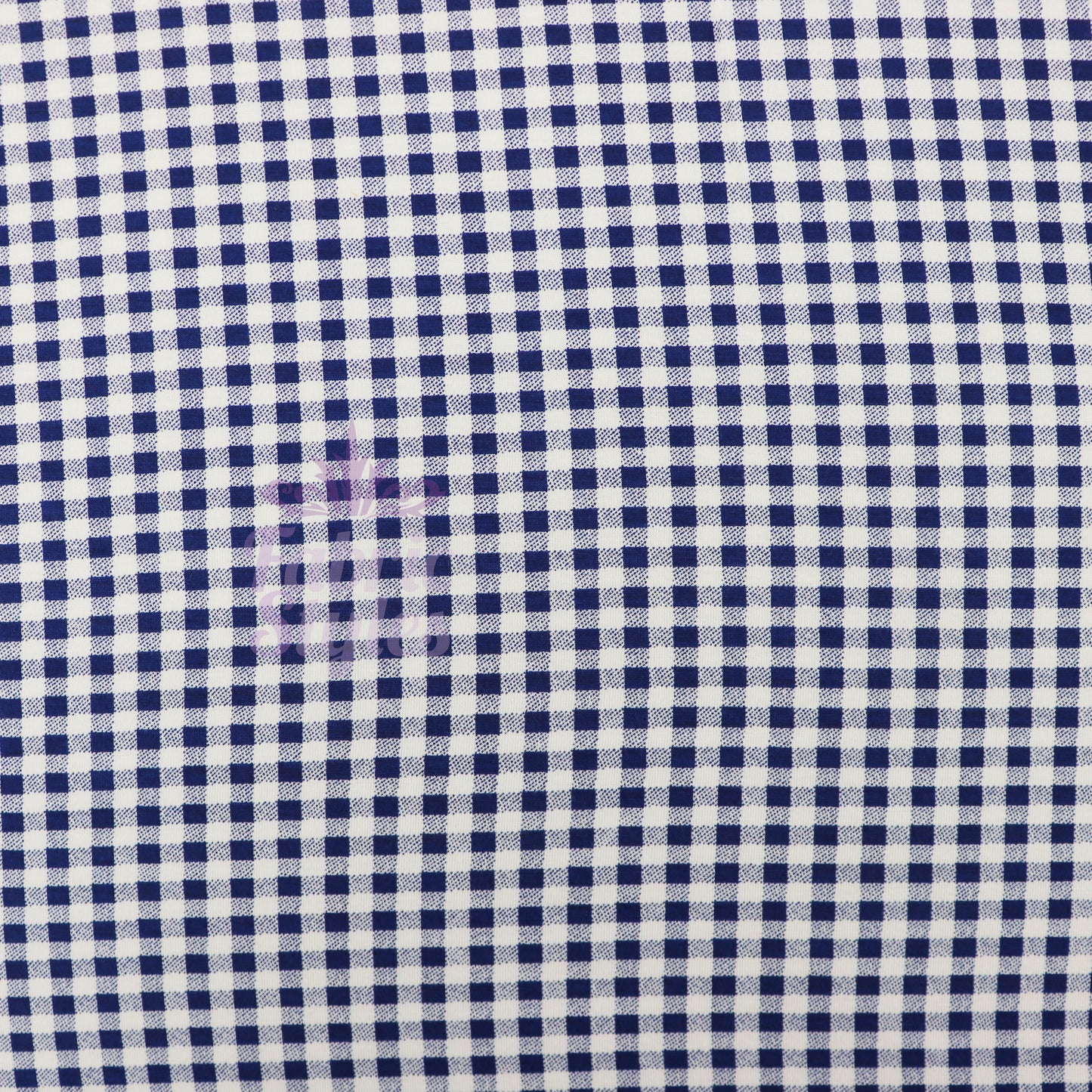 Navy Gingham Check Viscose Elastane Fabric