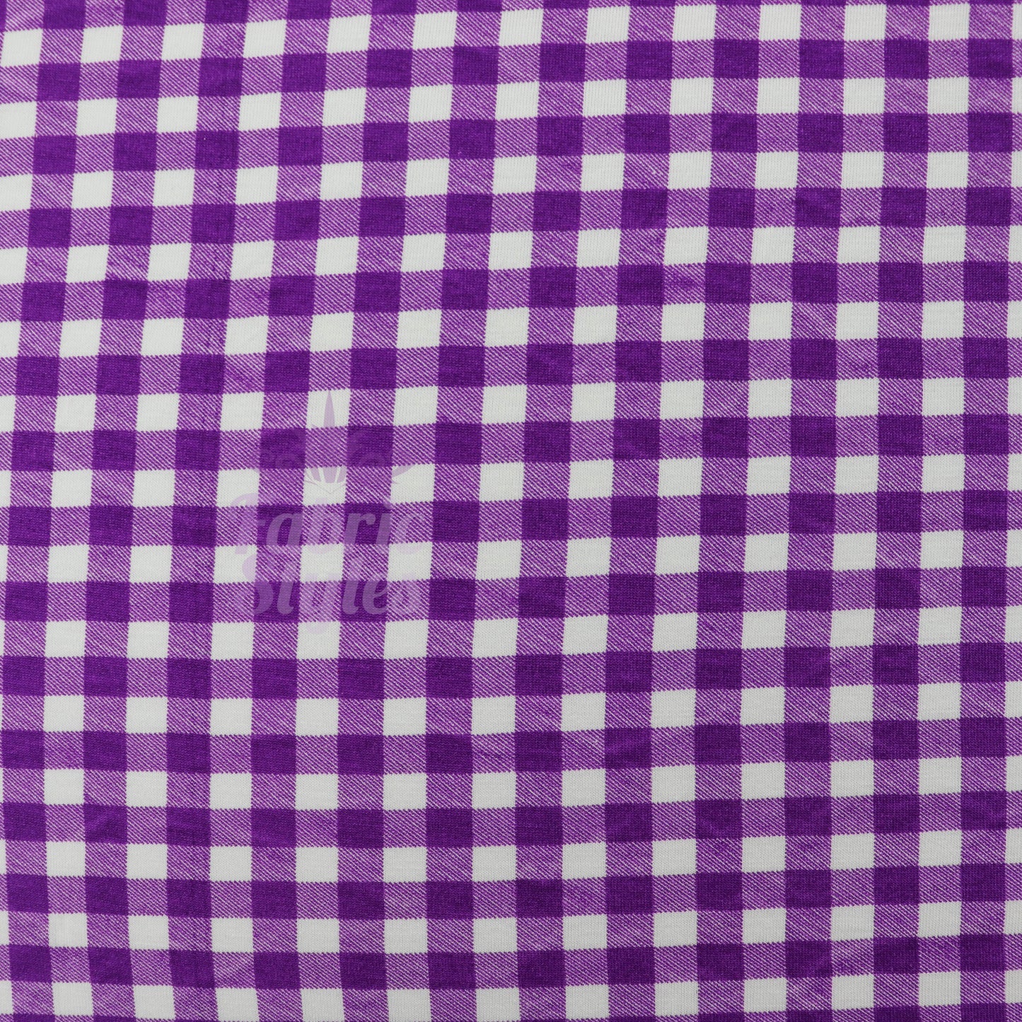 Purple Gingham Check Viscose Elastane Fabric