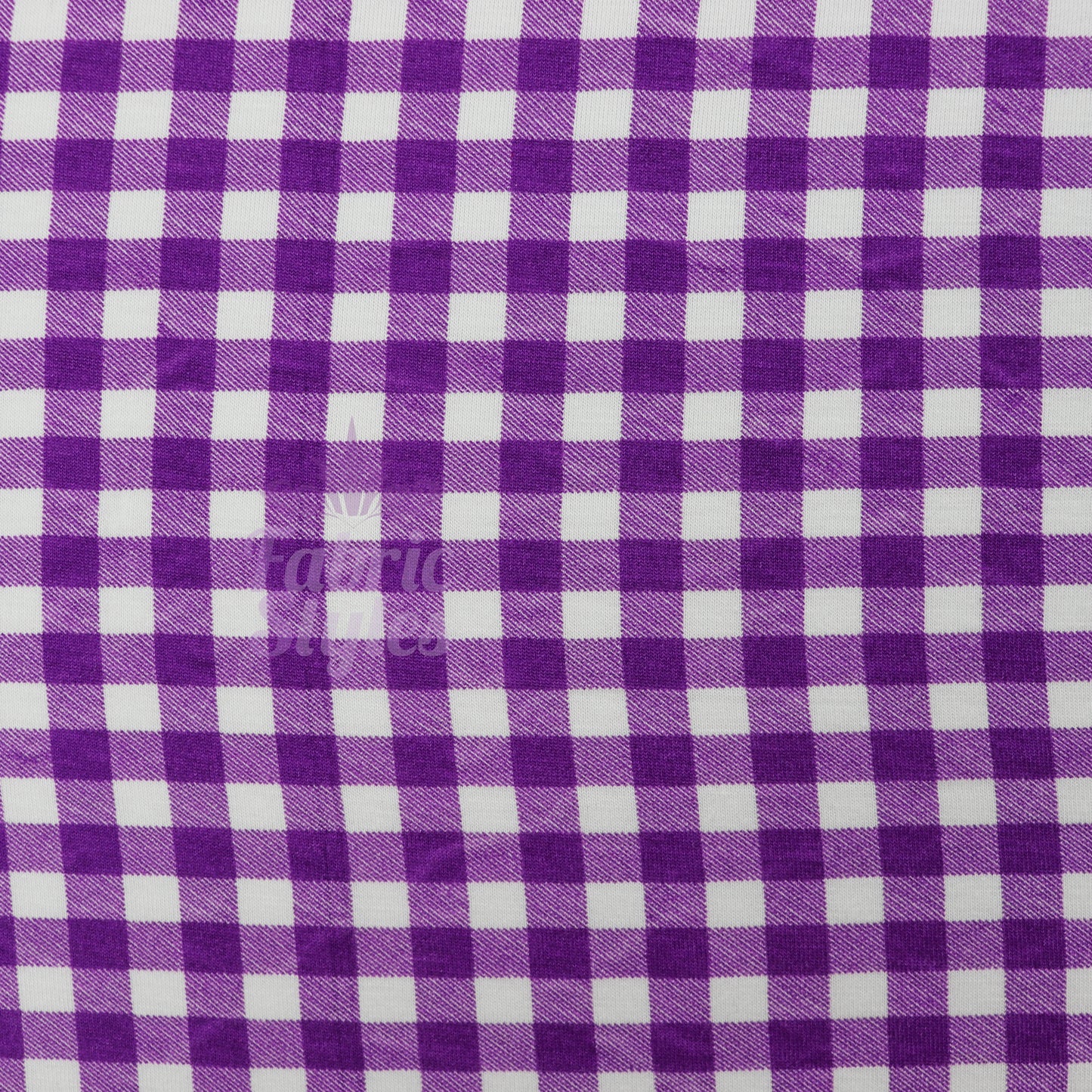 Purple Gingham Check Viscose Elastane Fabric