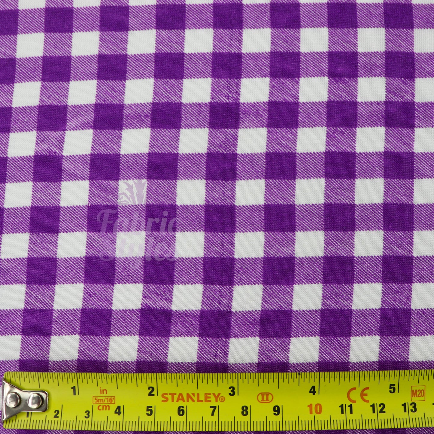 Purple Gingham Check Viscose Elastane Fabric