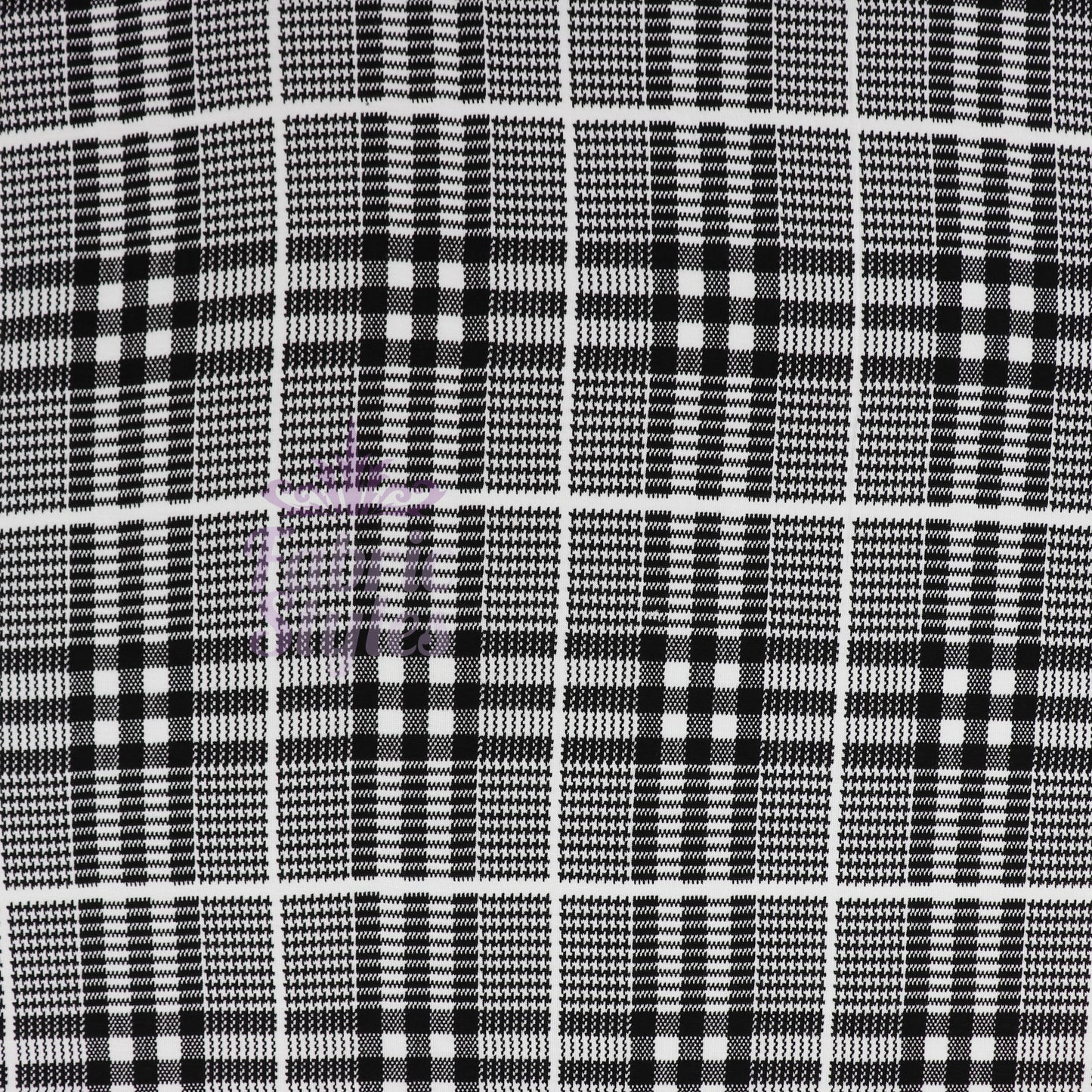 Tartan Plaid Black Viscose Elastane Fabric