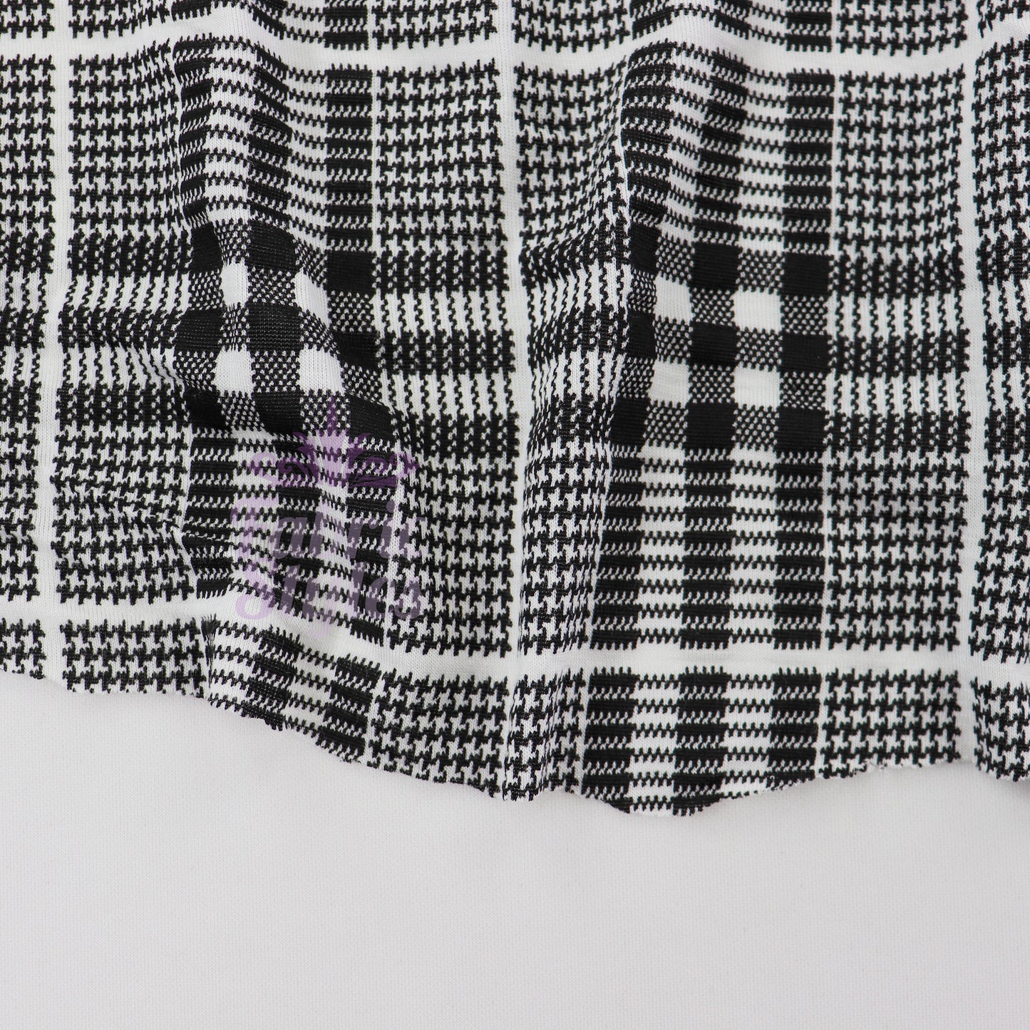 Tartan Plaid Black Viscose Elastane Fabric