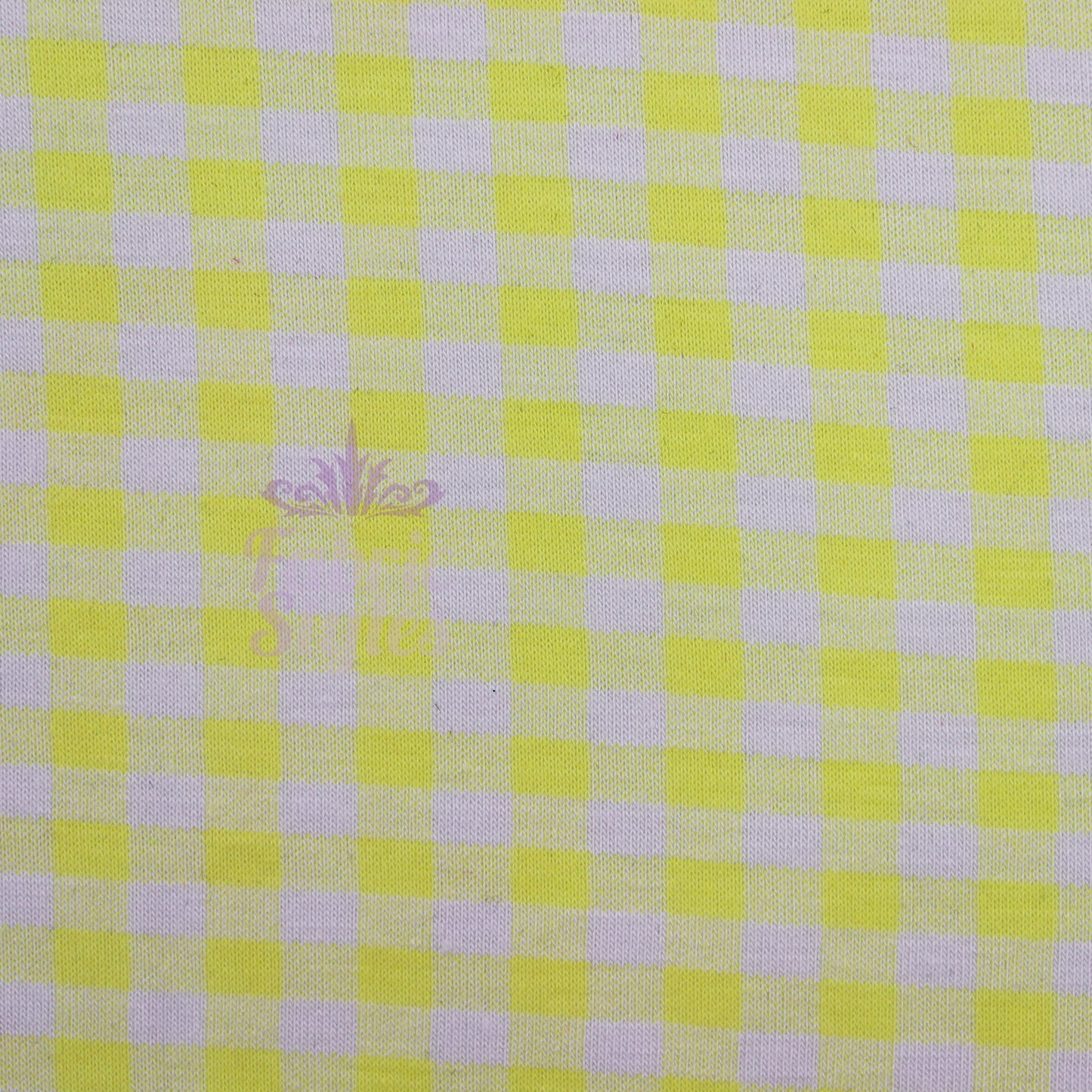 Yellow Gingham Check Viscose Elastane Fabric