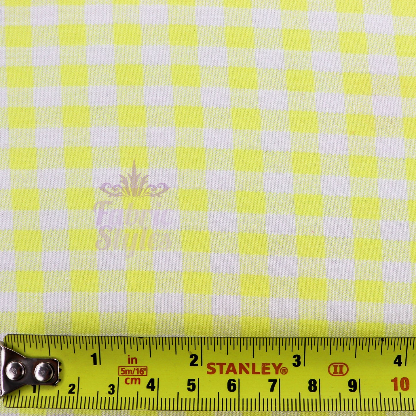 Yellow Gingham Check Viscose Elastane Fabric