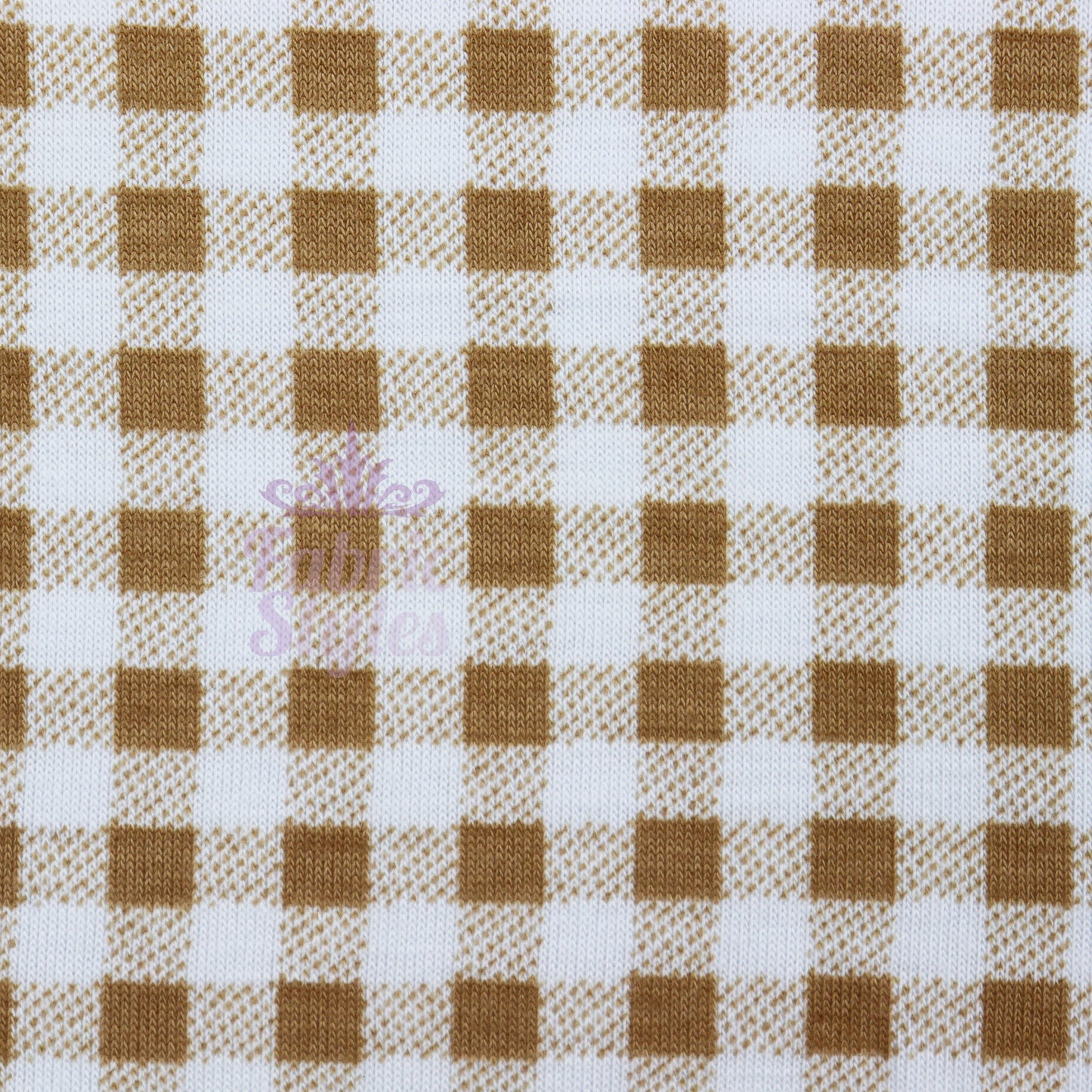Light Taupe Gingham Check Viscose Elastane Fabric