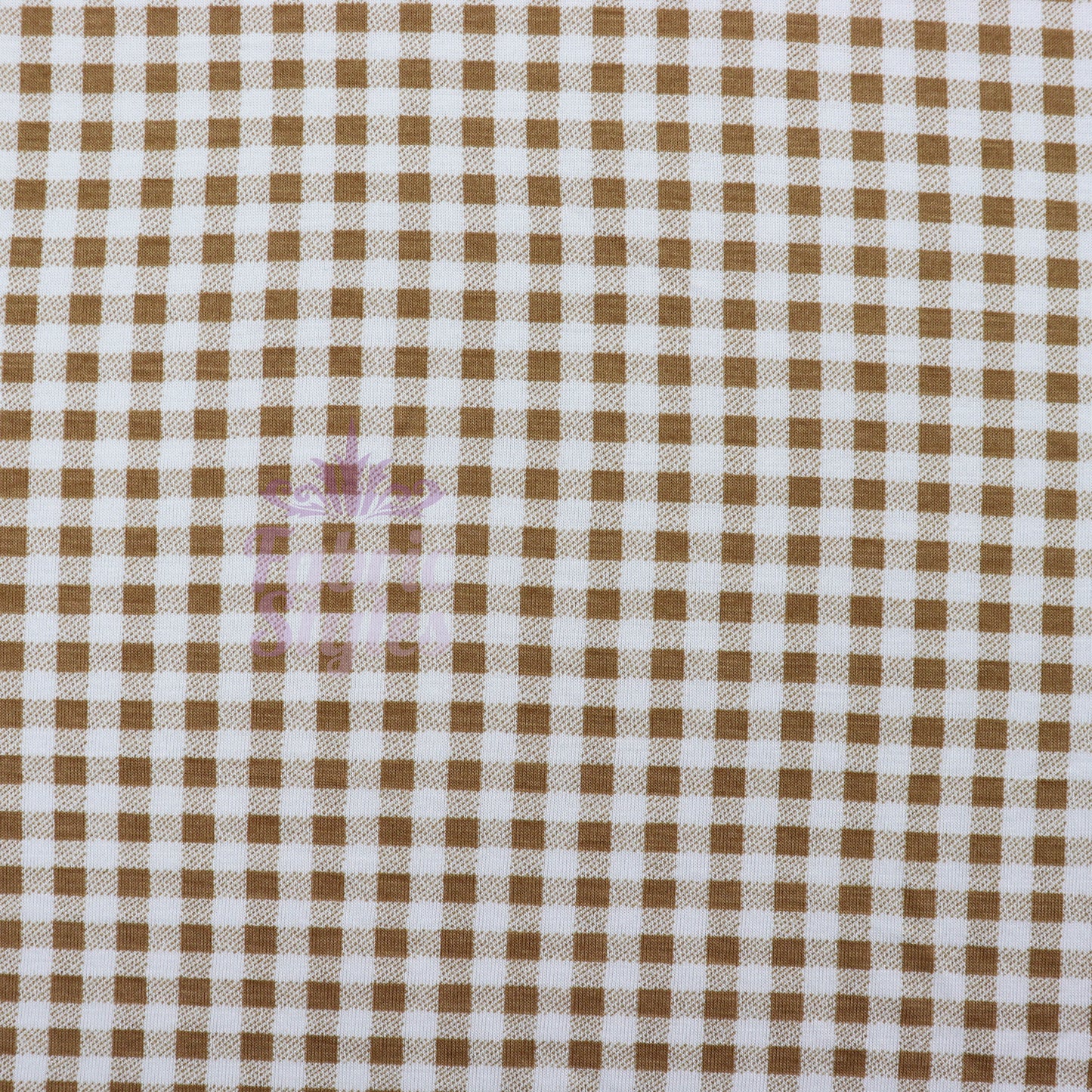 Light Taupe Gingham Check Viscose Elastane Fabric