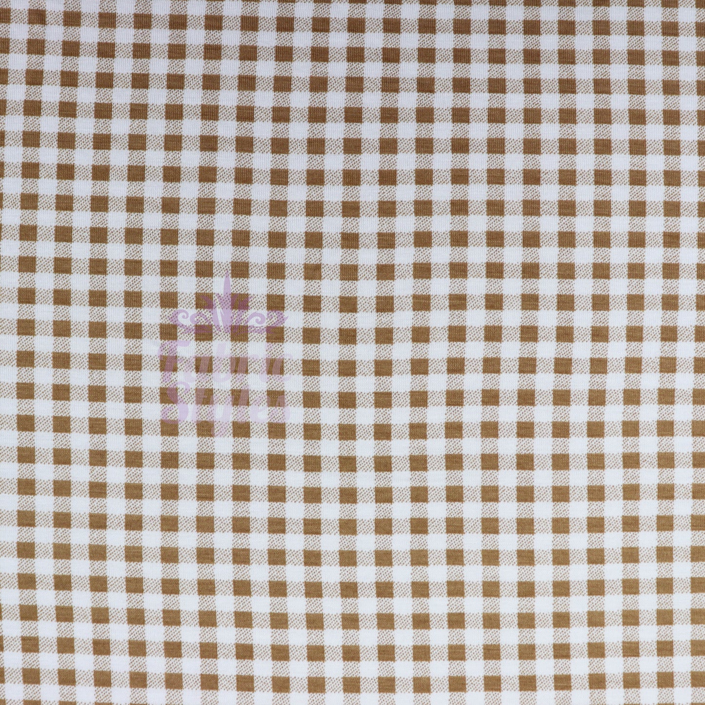Light Taupe Gingham Check Viscose Elastane Fabric