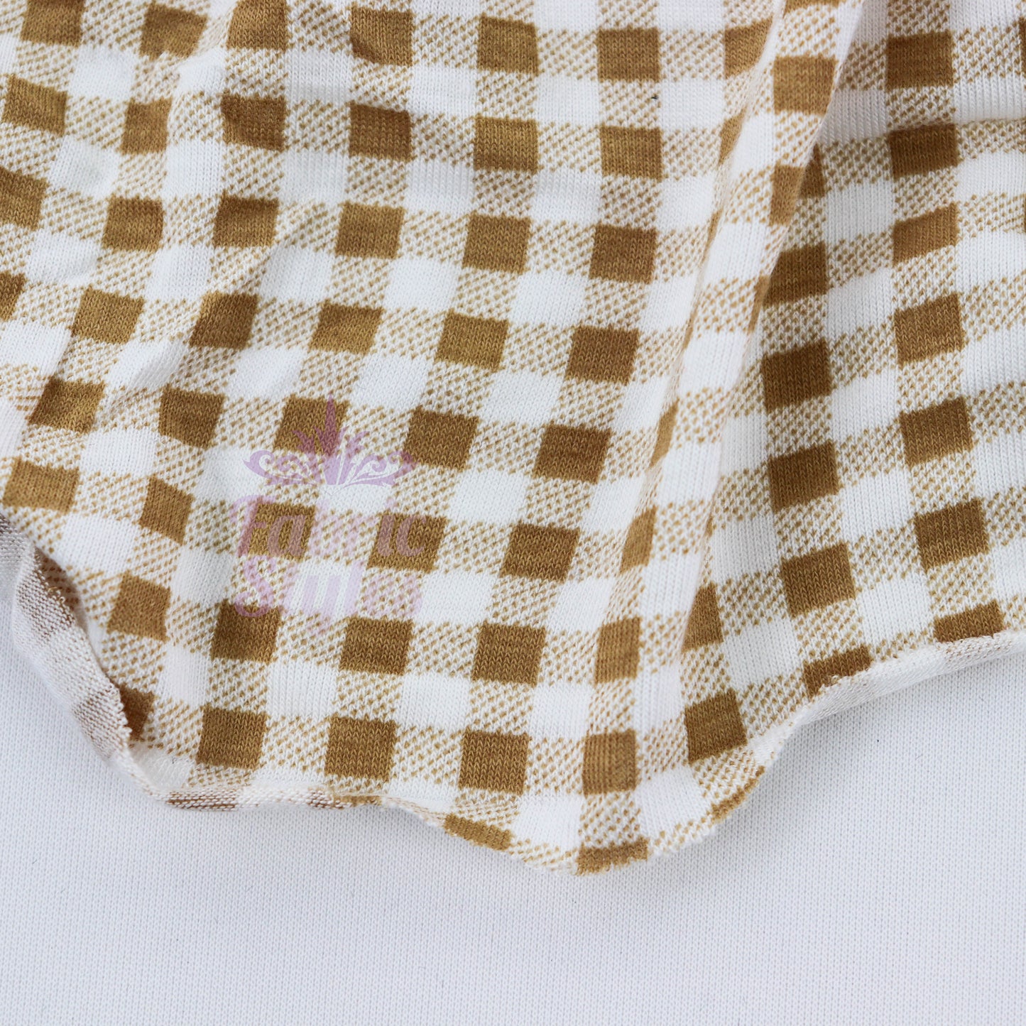 Light Taupe Gingham Check Viscose Elastane Fabric