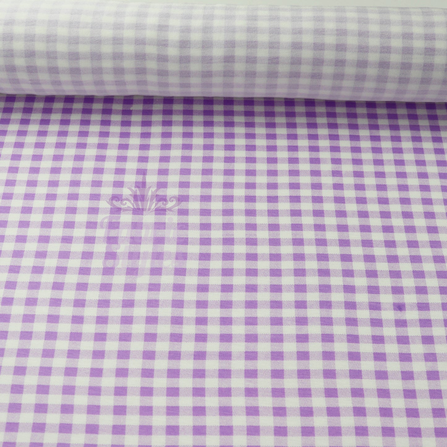 Lilac Gingham Check Viscose Elastane Fabric