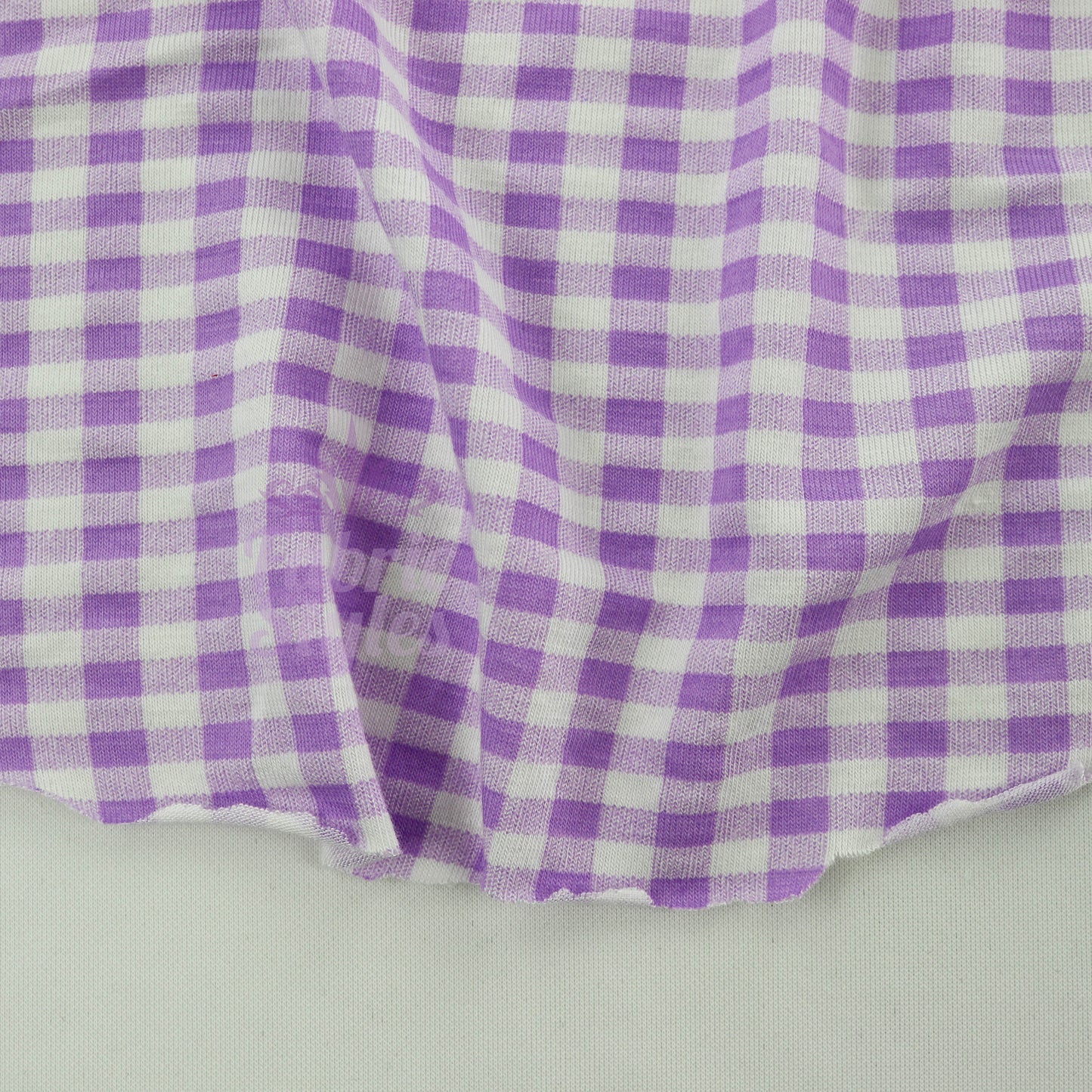 Lilac Gingham Check Viscose Elastane Fabric