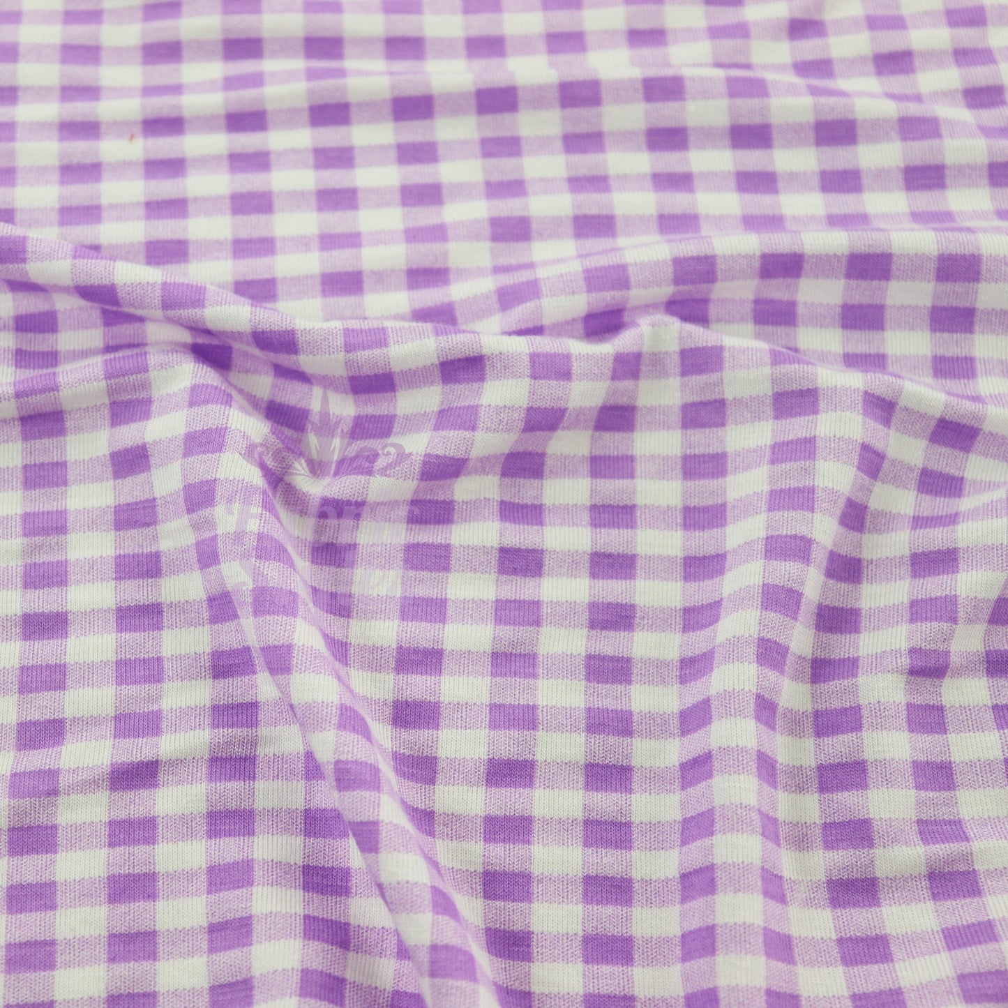 Lilac Gingham Check Viscose Elastane Fabric