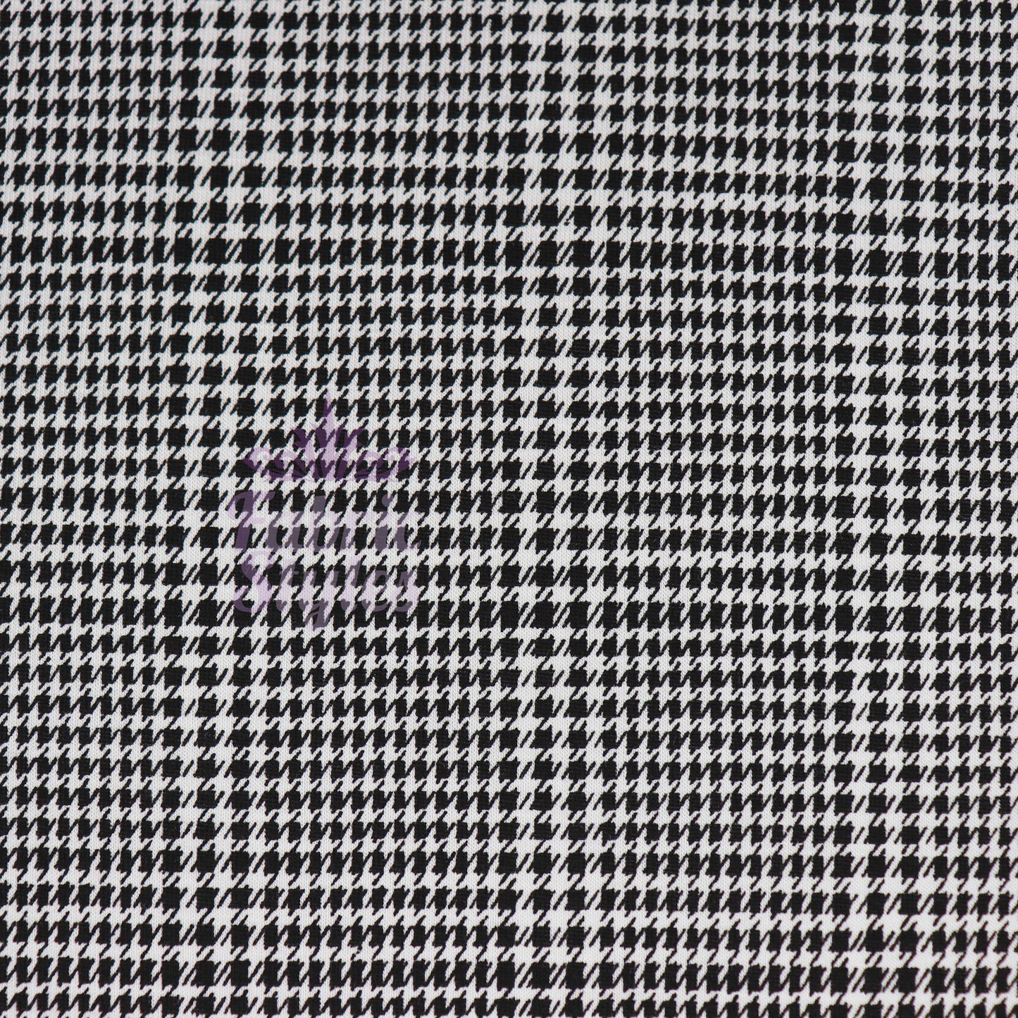 Black Dogtooth Plaid Viscose Elastane Fabric
