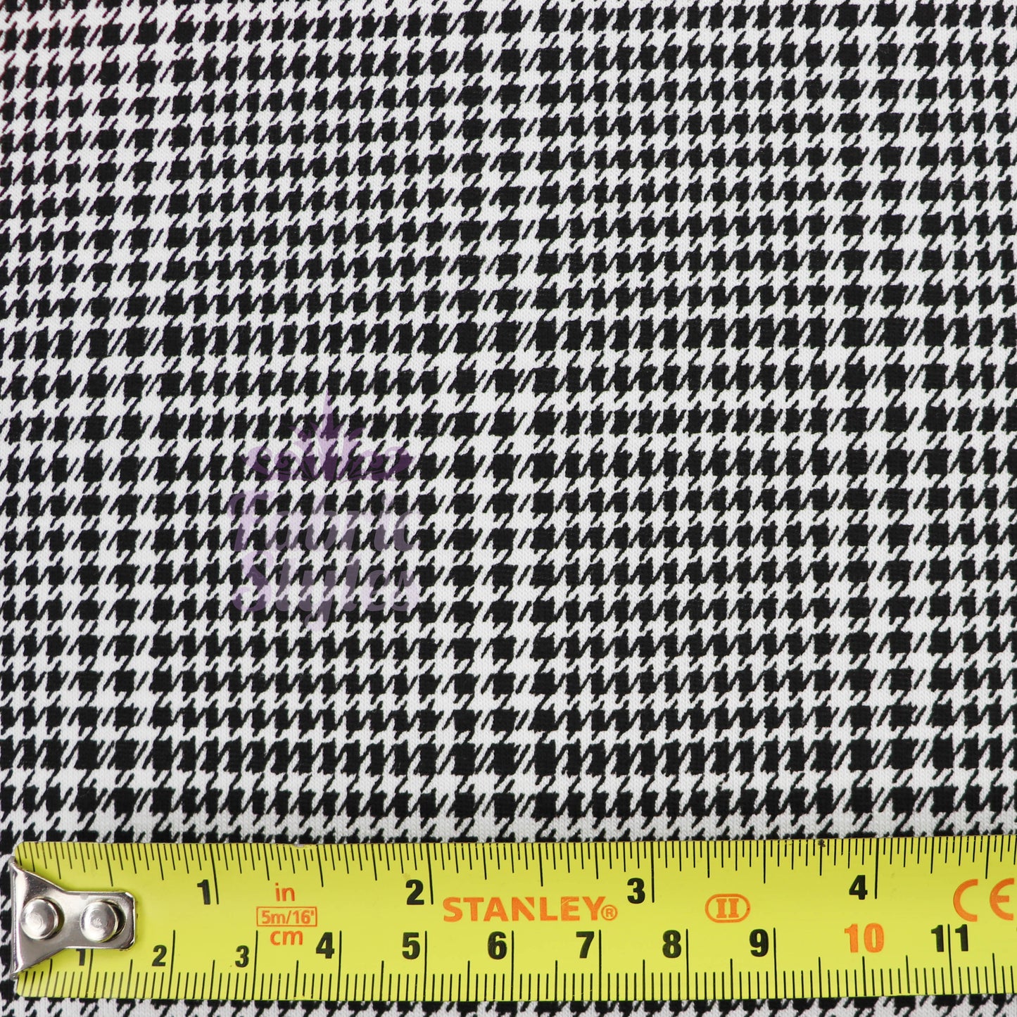 Black Dogtooth Plaid Viscose Elastane Fabric