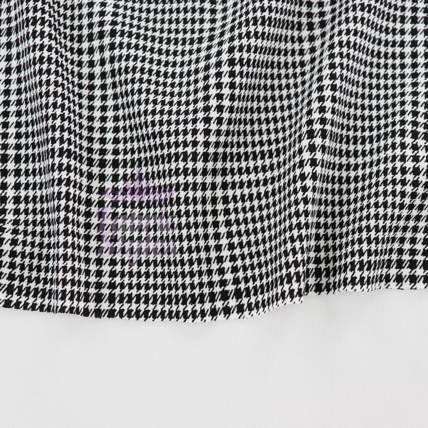Black Dogtooth Plaid Viscose Elastane Fabric