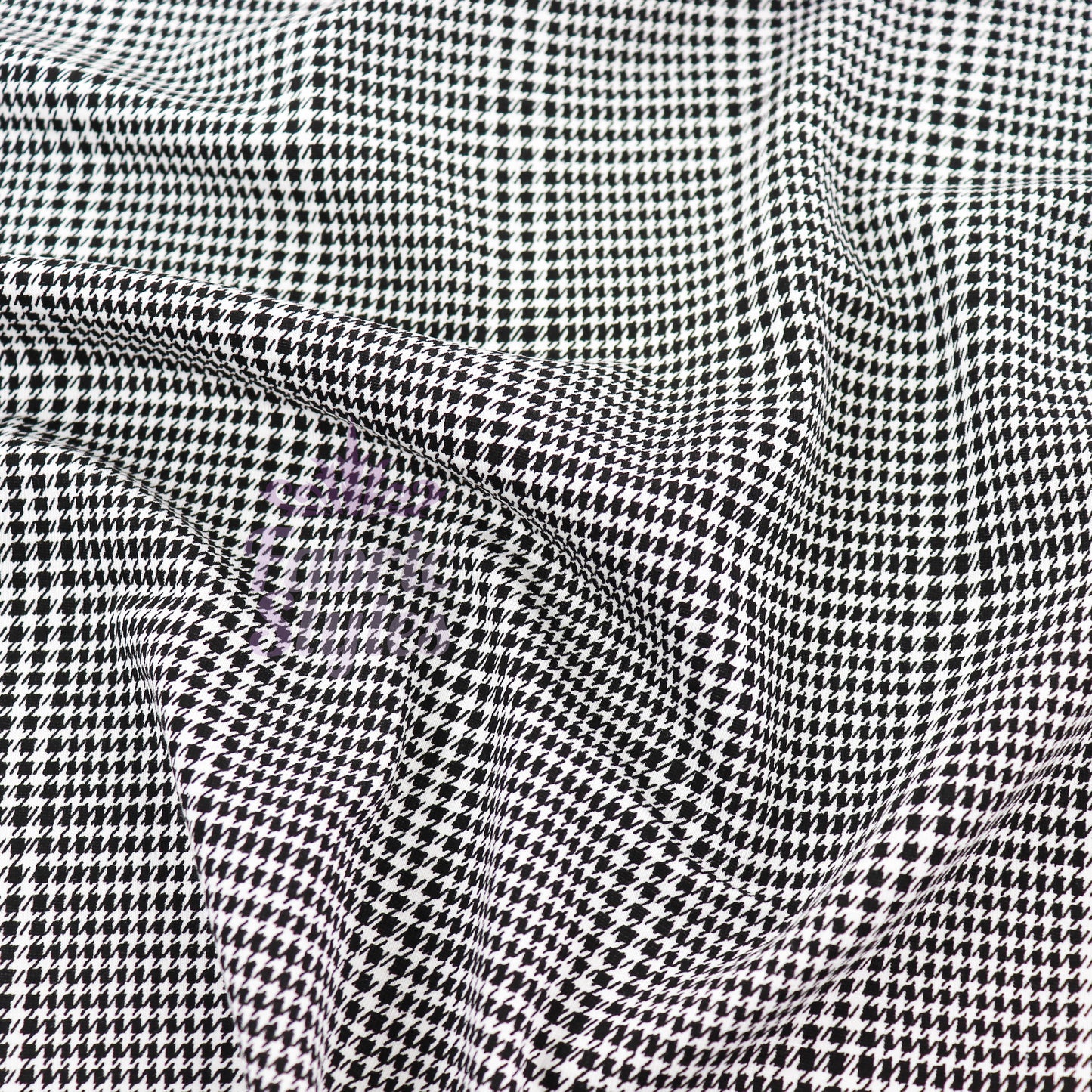 Black Dogtooth Plaid Viscose Elastane Fabric