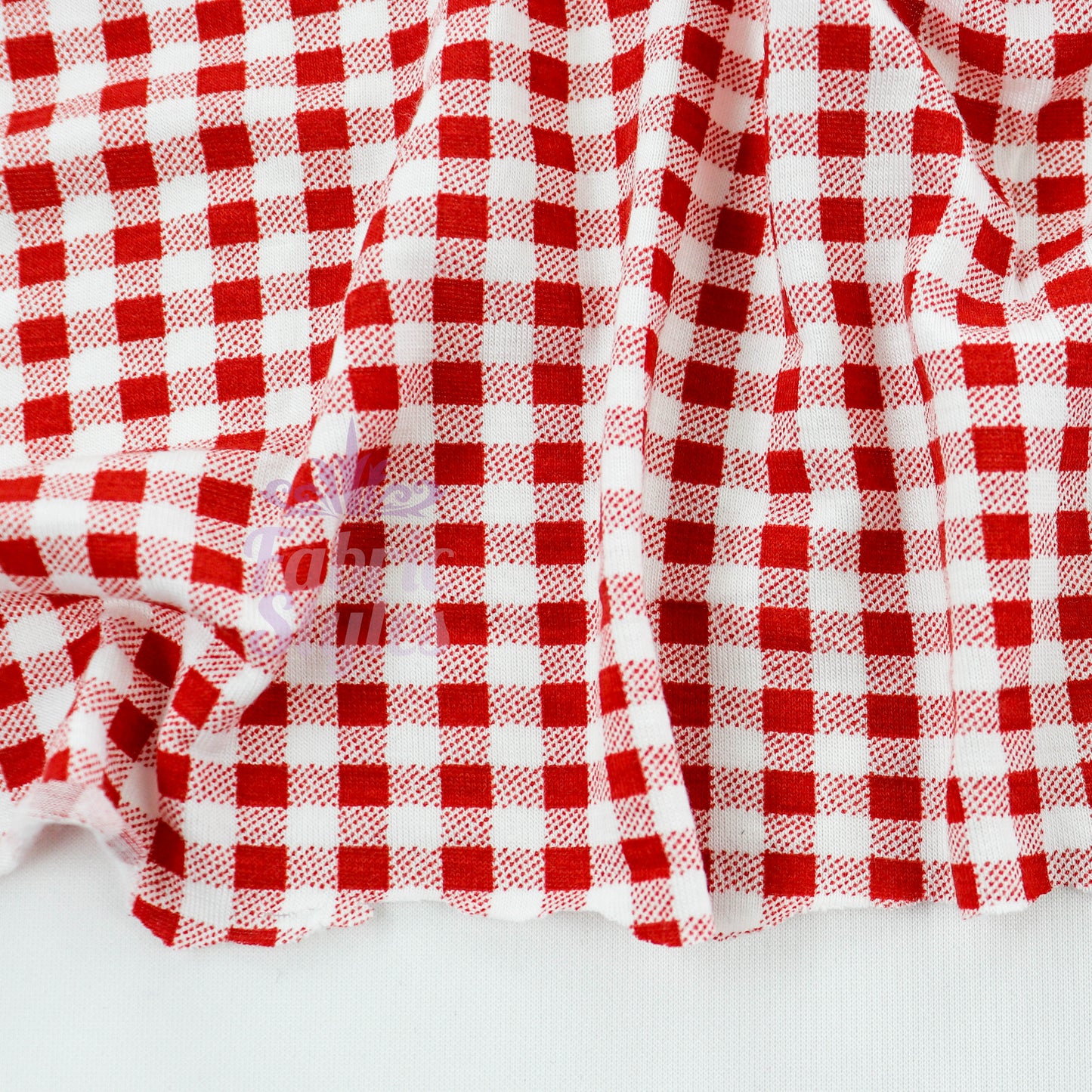 Burnt Orange Gingham Check Viscose Elastane Fabric