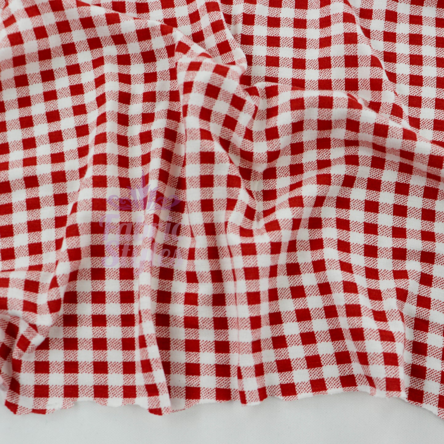 Burnt Orange Gingham Check Viscose Elastane Fabric