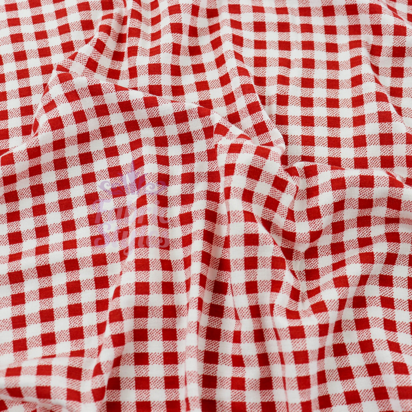 Burnt Orange Gingham Check Viscose Elastane Fabric