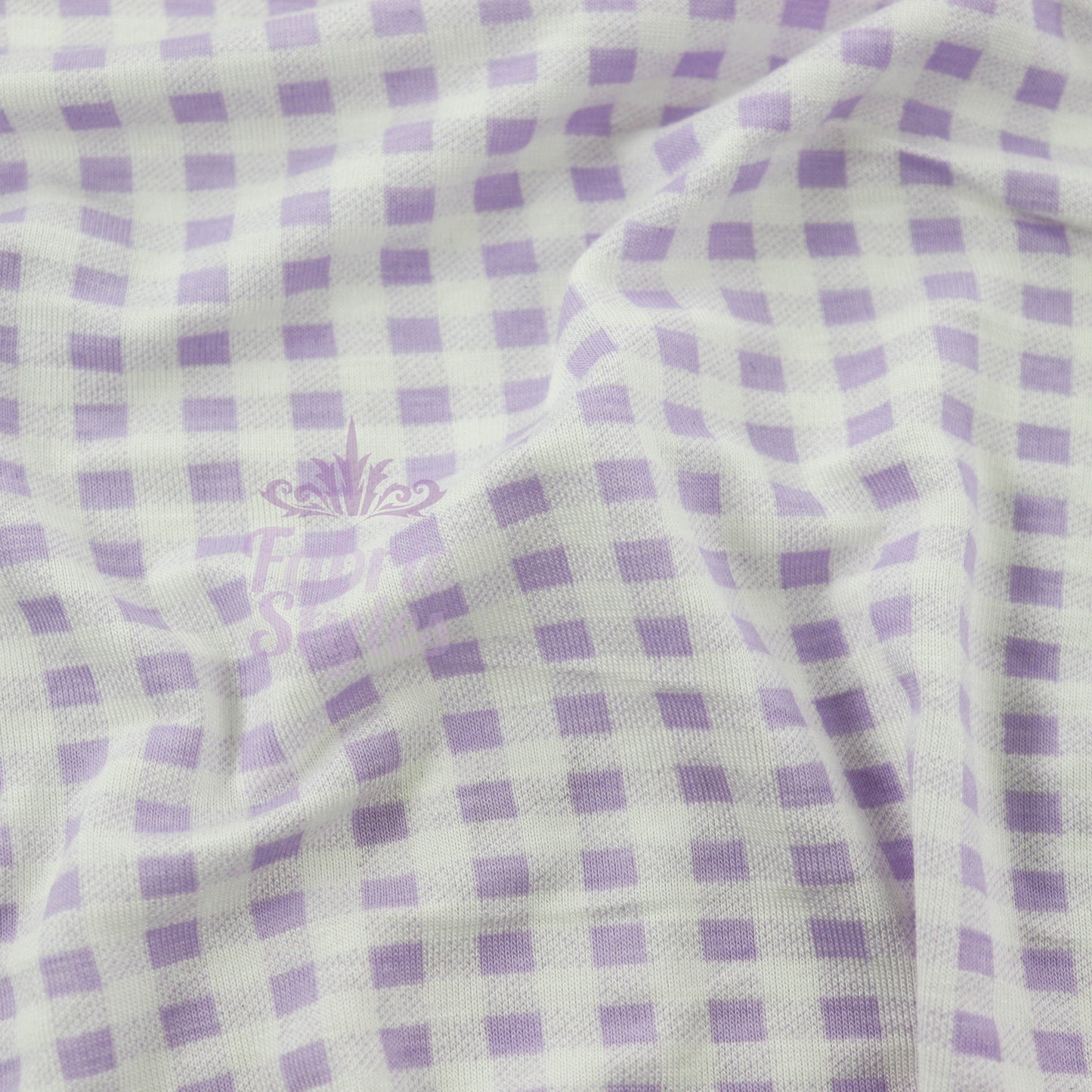 Lilac Gingham Check Viscose Elastane Fabric
