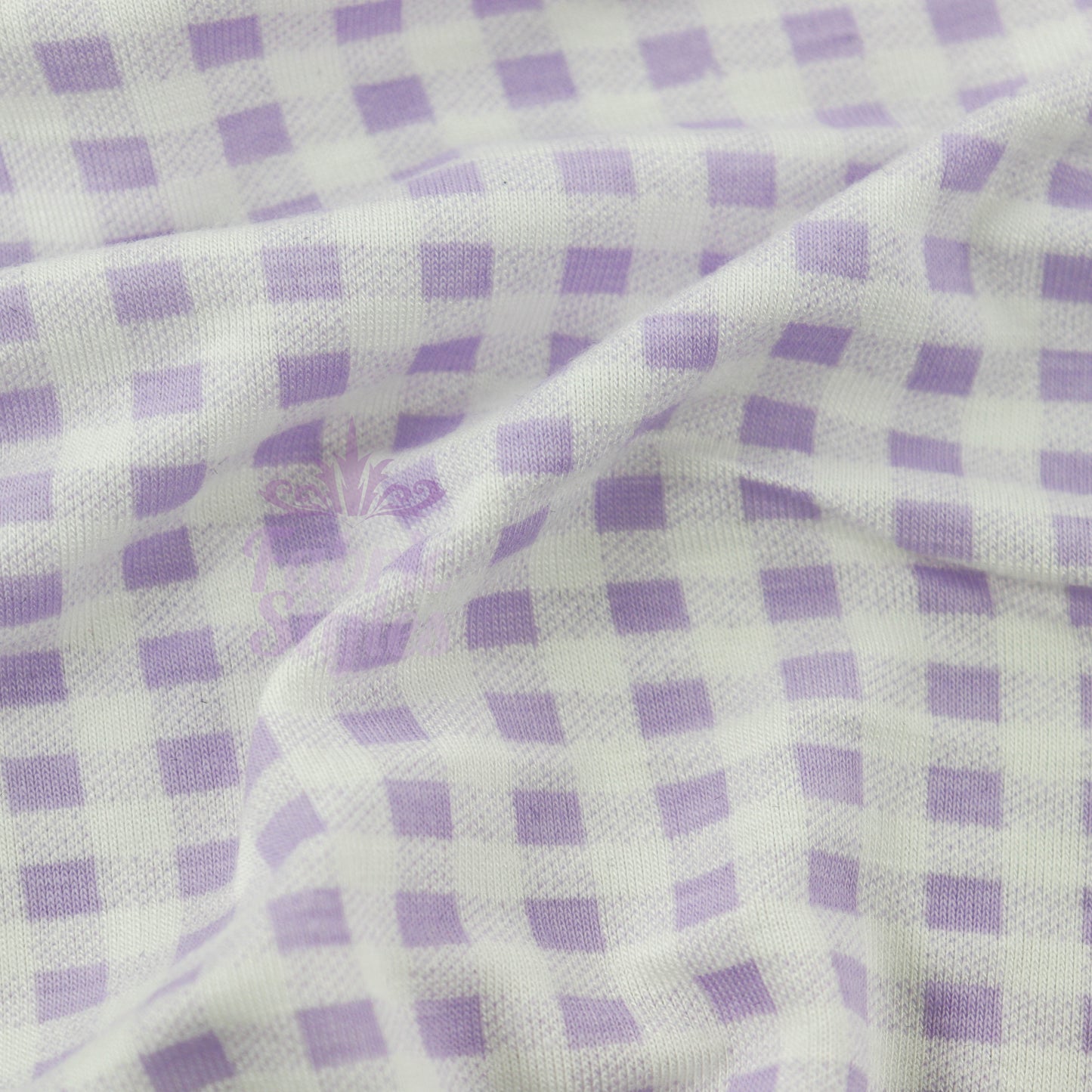 Lilac Gingham Check Viscose Elastane Fabric