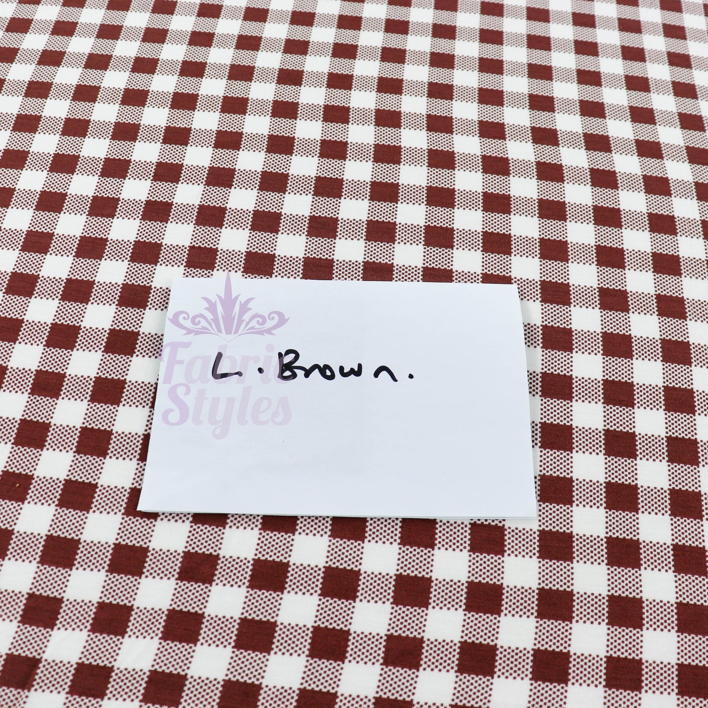 Brown Gingham Check Viscose Elastane Fabric