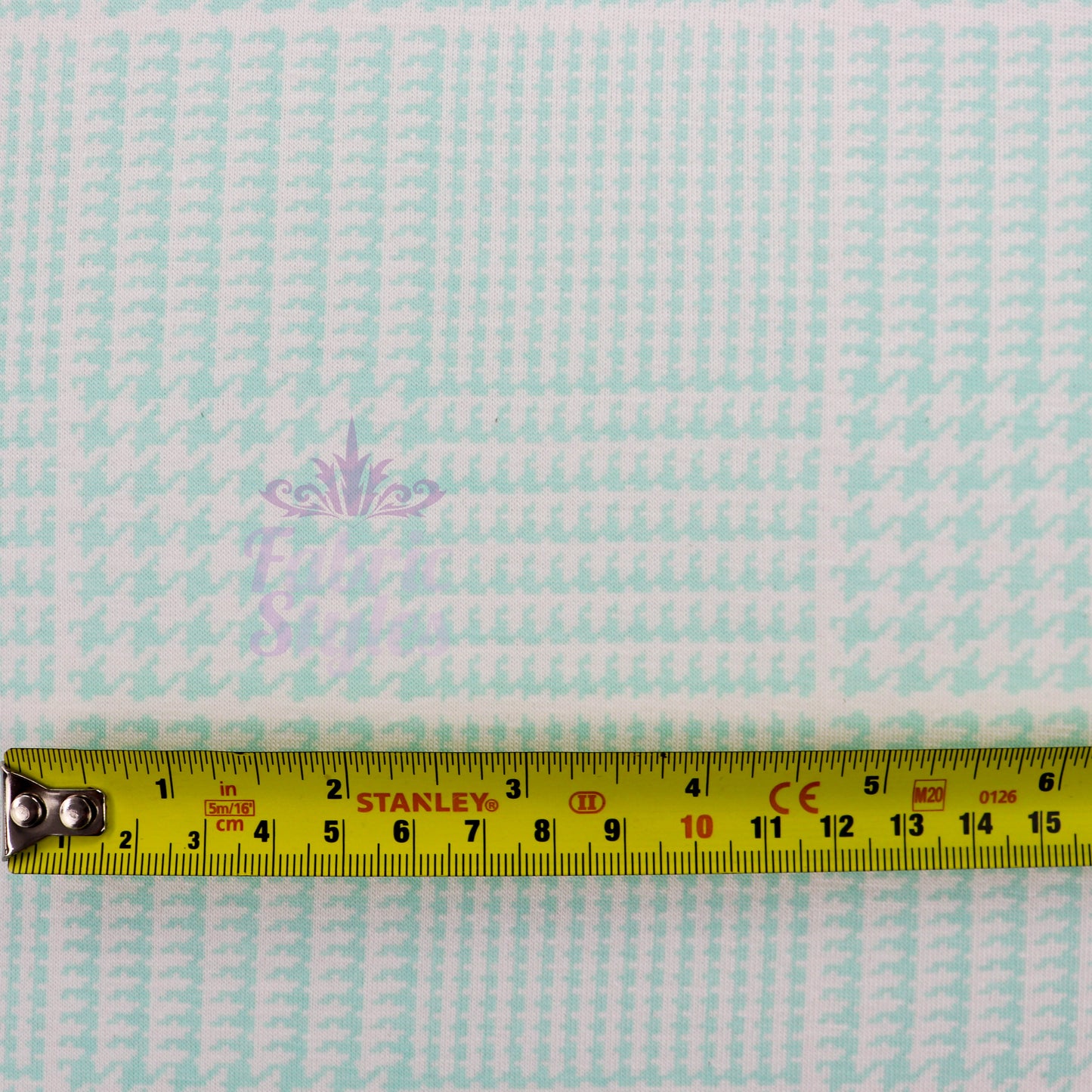 Mint Green Dogtooth Viscose Elastane Fabric