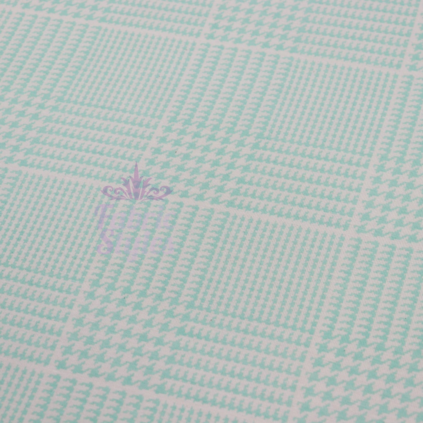 Mint Green Dogtooth Viscose Elastane Fabric