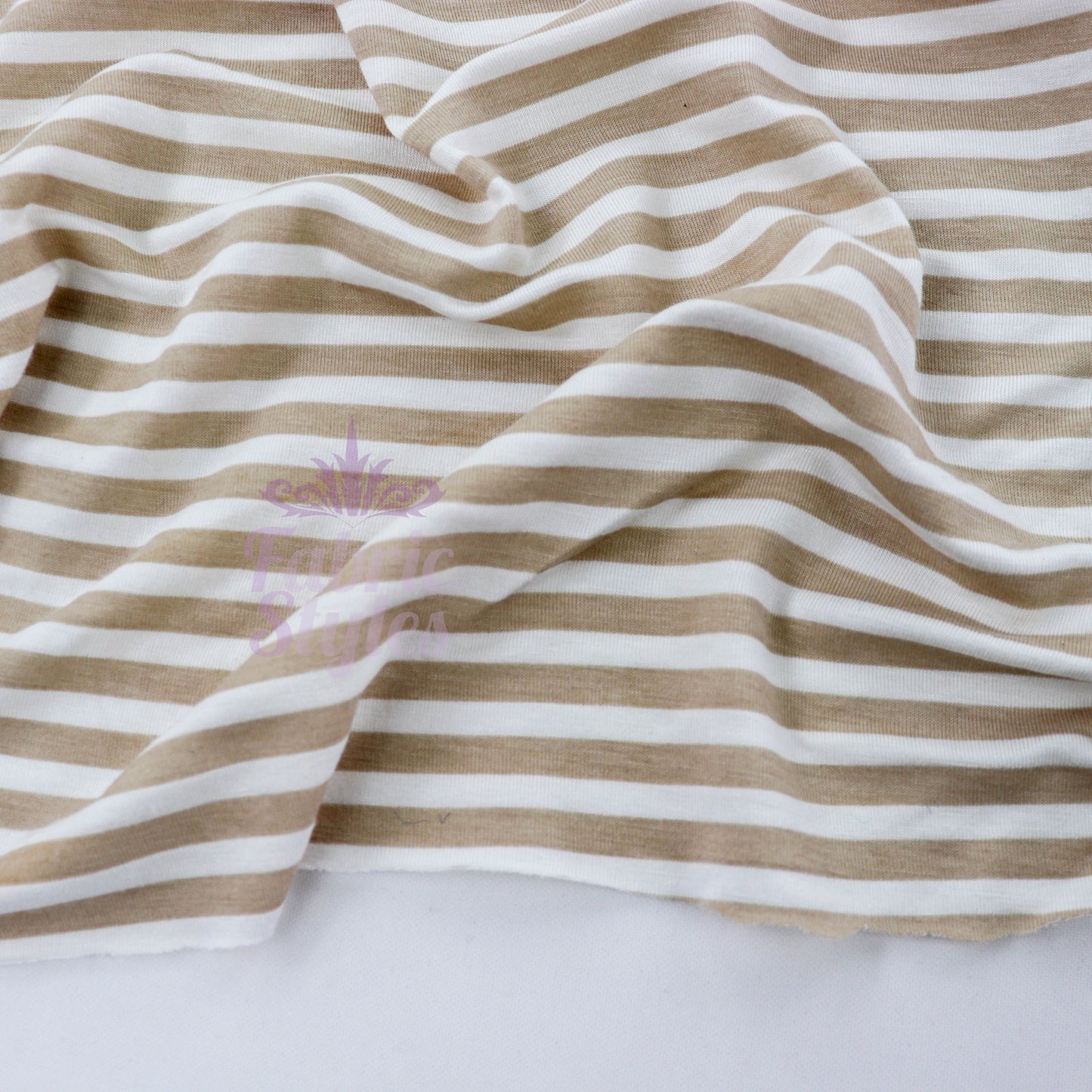 Taupe Stripe Viscose Elastane Fabric