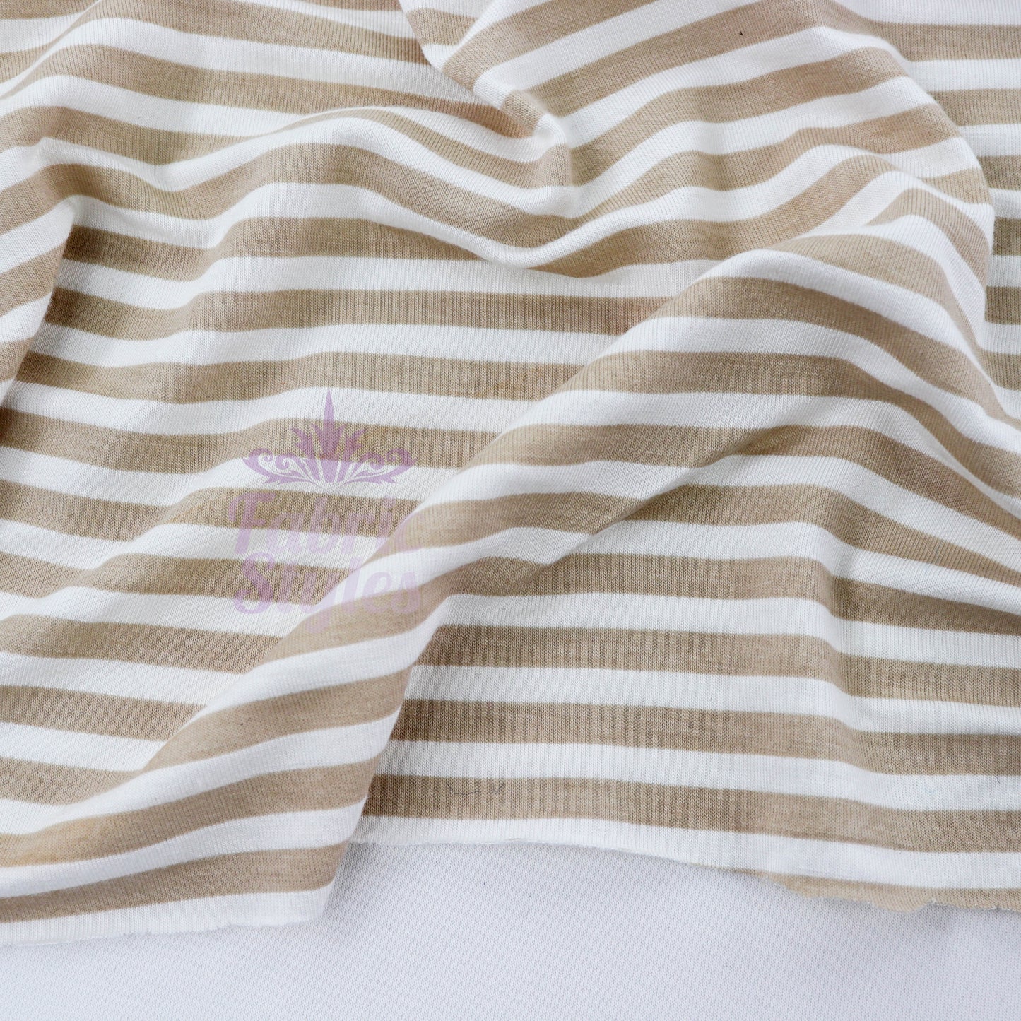 Taupe Stripe Viscose Elastane Fabric