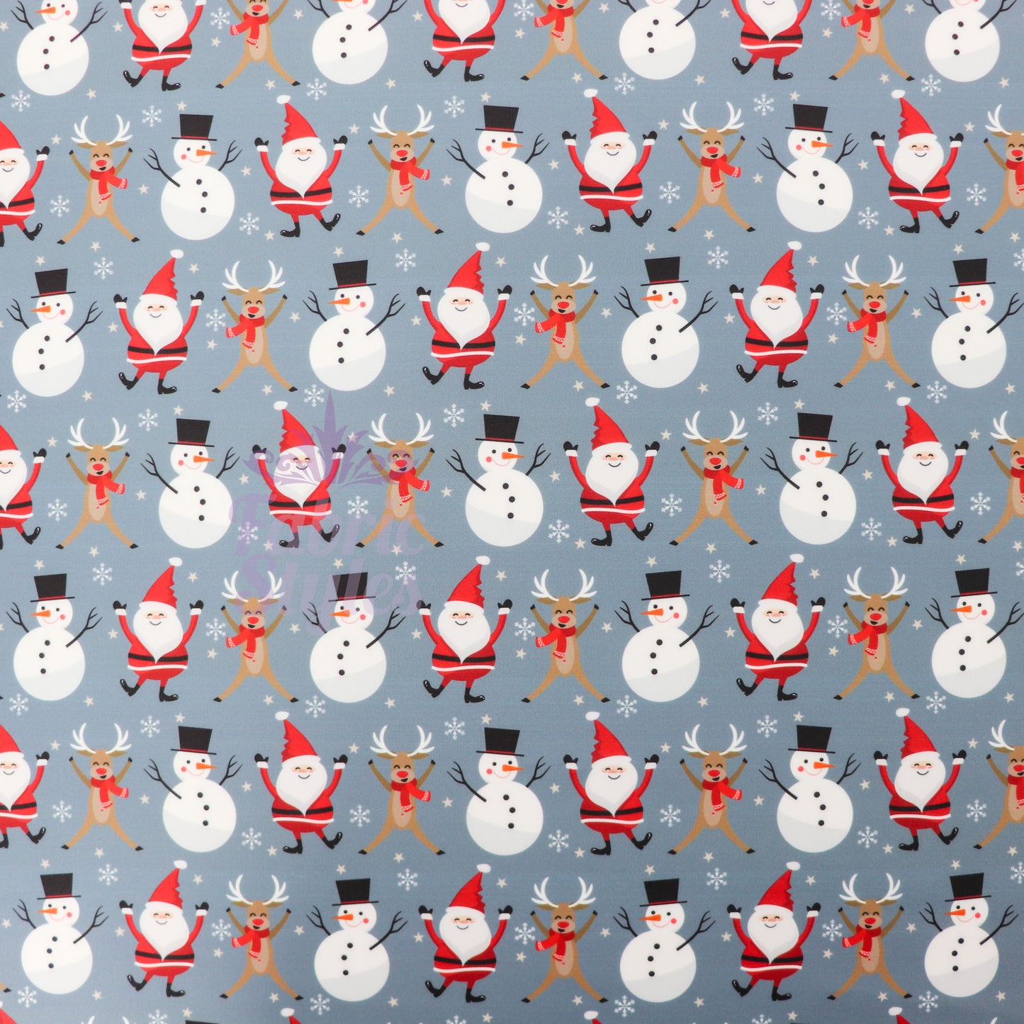 Grey Dancing Christmas Fabric