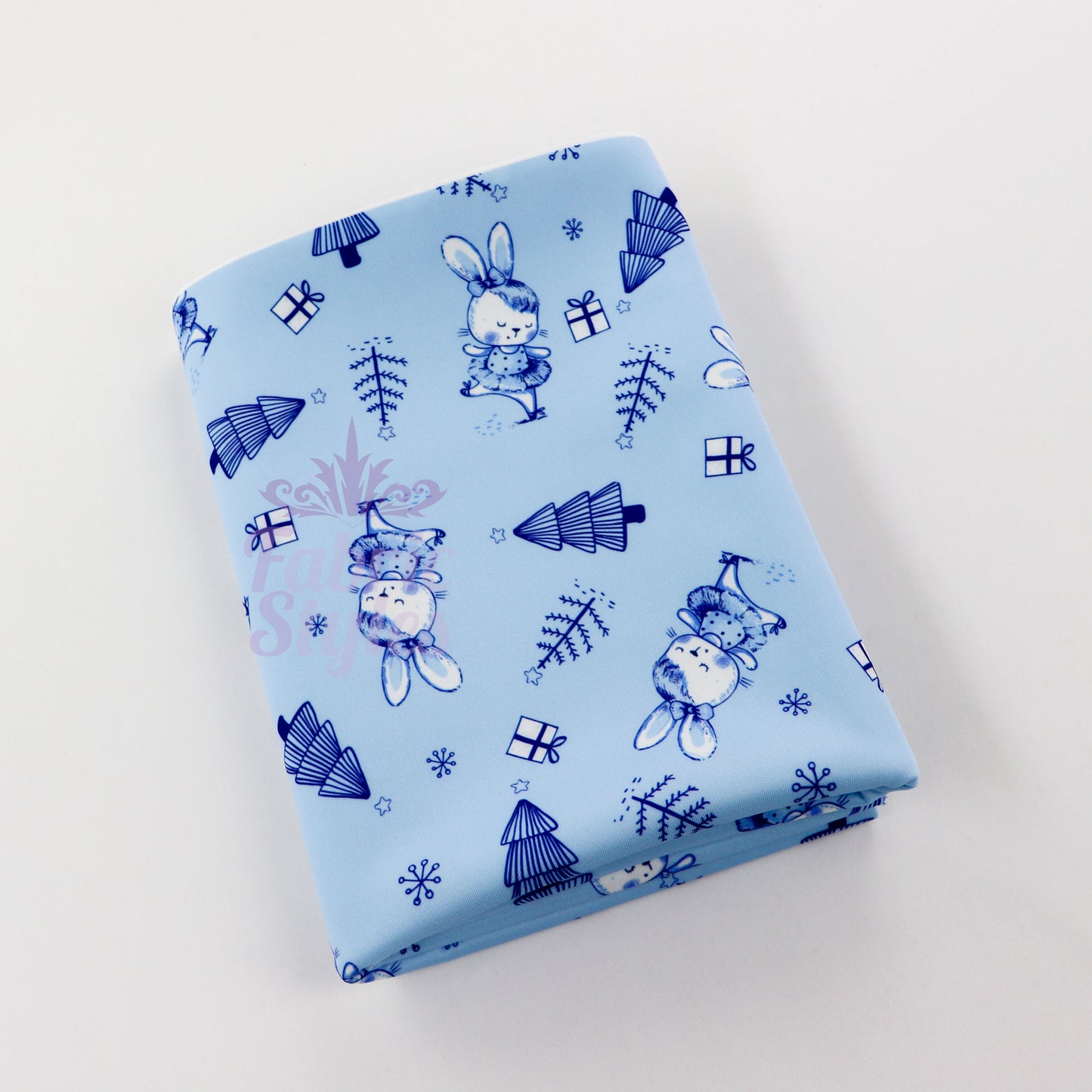 Blue Bunny Christmas Fabric