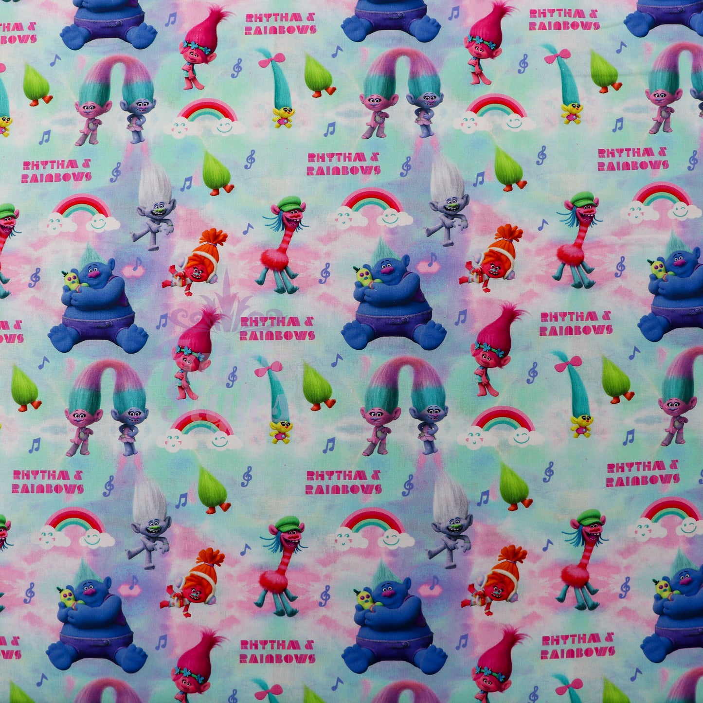 Rainbow Trolls Cotton Fabric