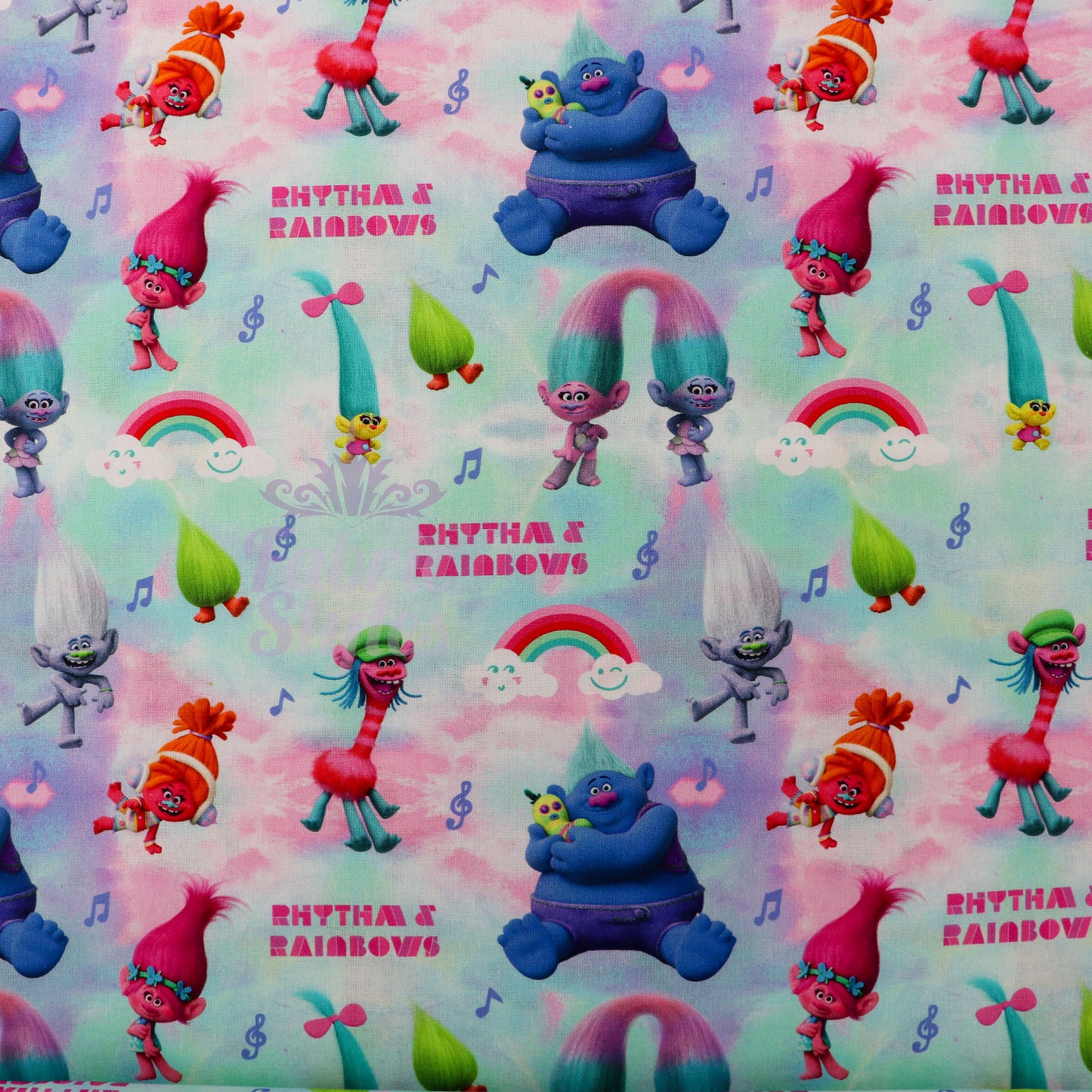 Rainbow Trolls Cotton Fabric