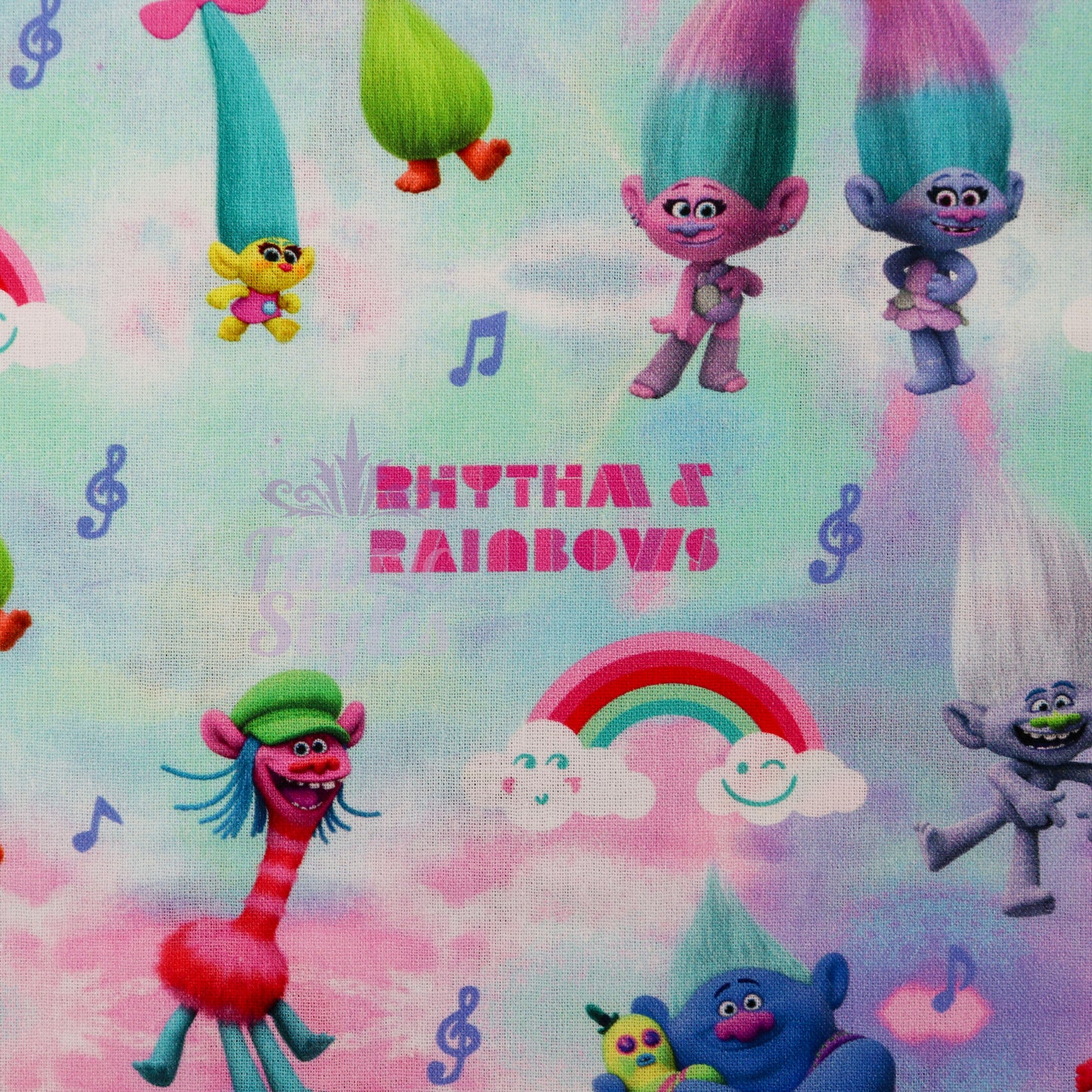 Rainbow Trolls Cotton Fabric