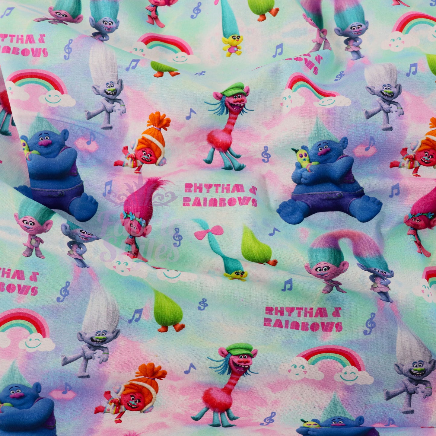 Rainbow Trolls Cotton Fabric