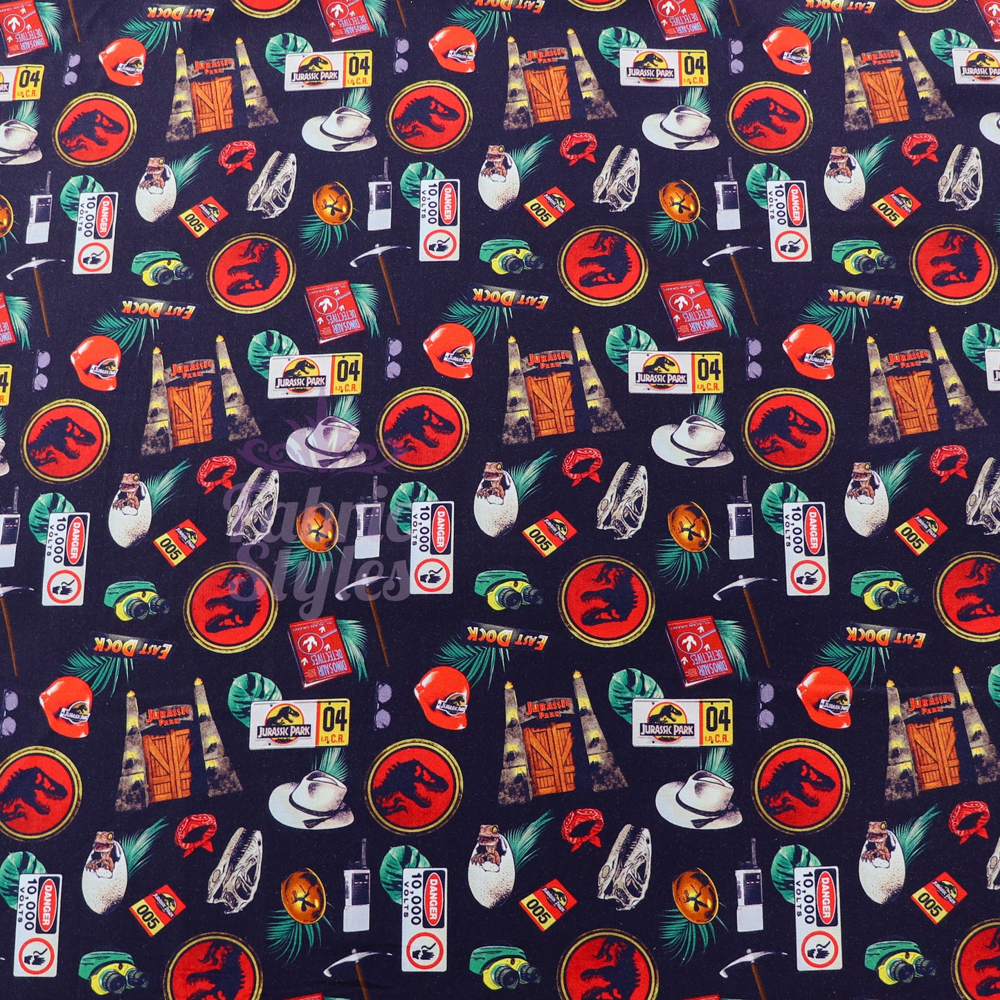 Jurassic Park Icons Cotton Fabric