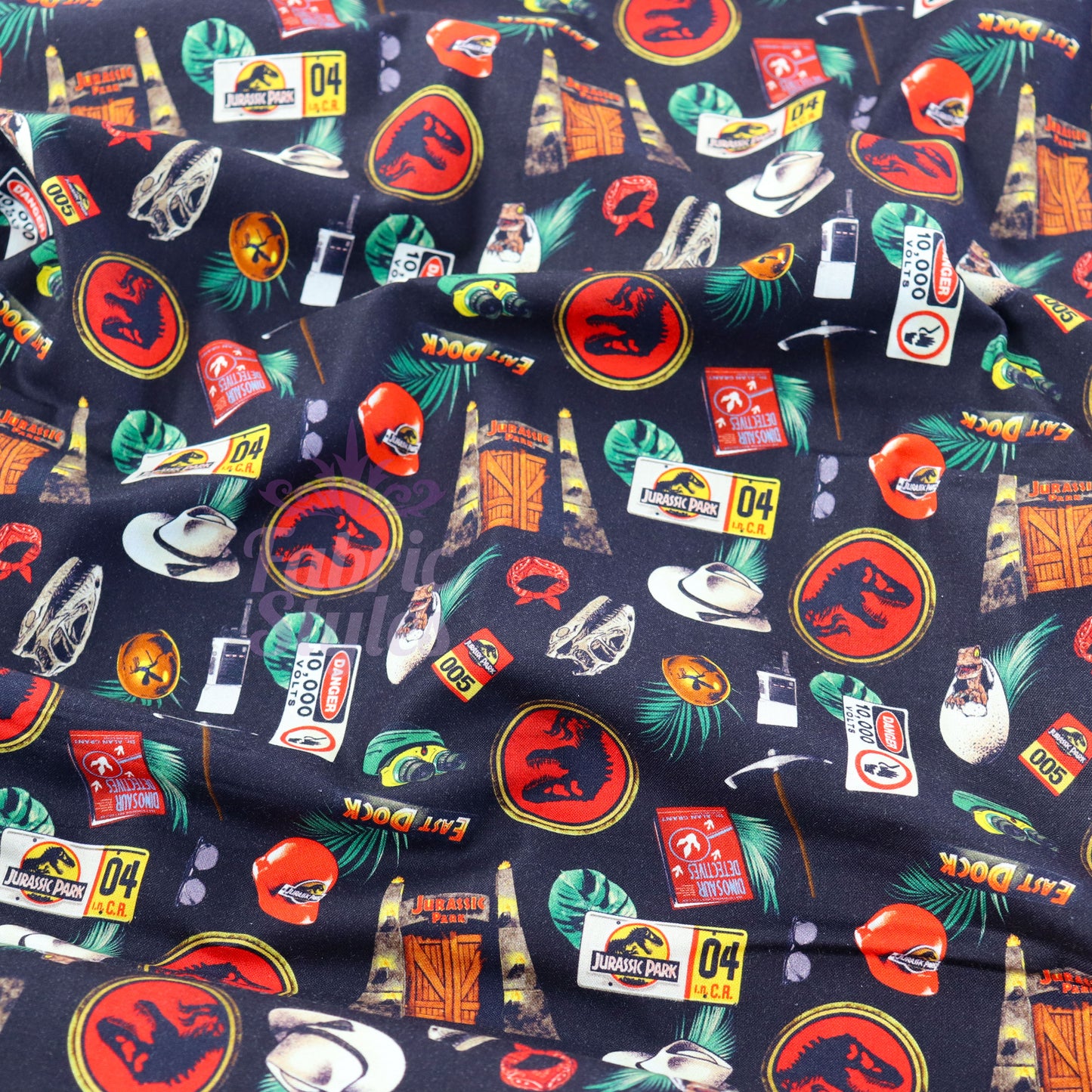 Jurassic Park Icons Cotton Fabric