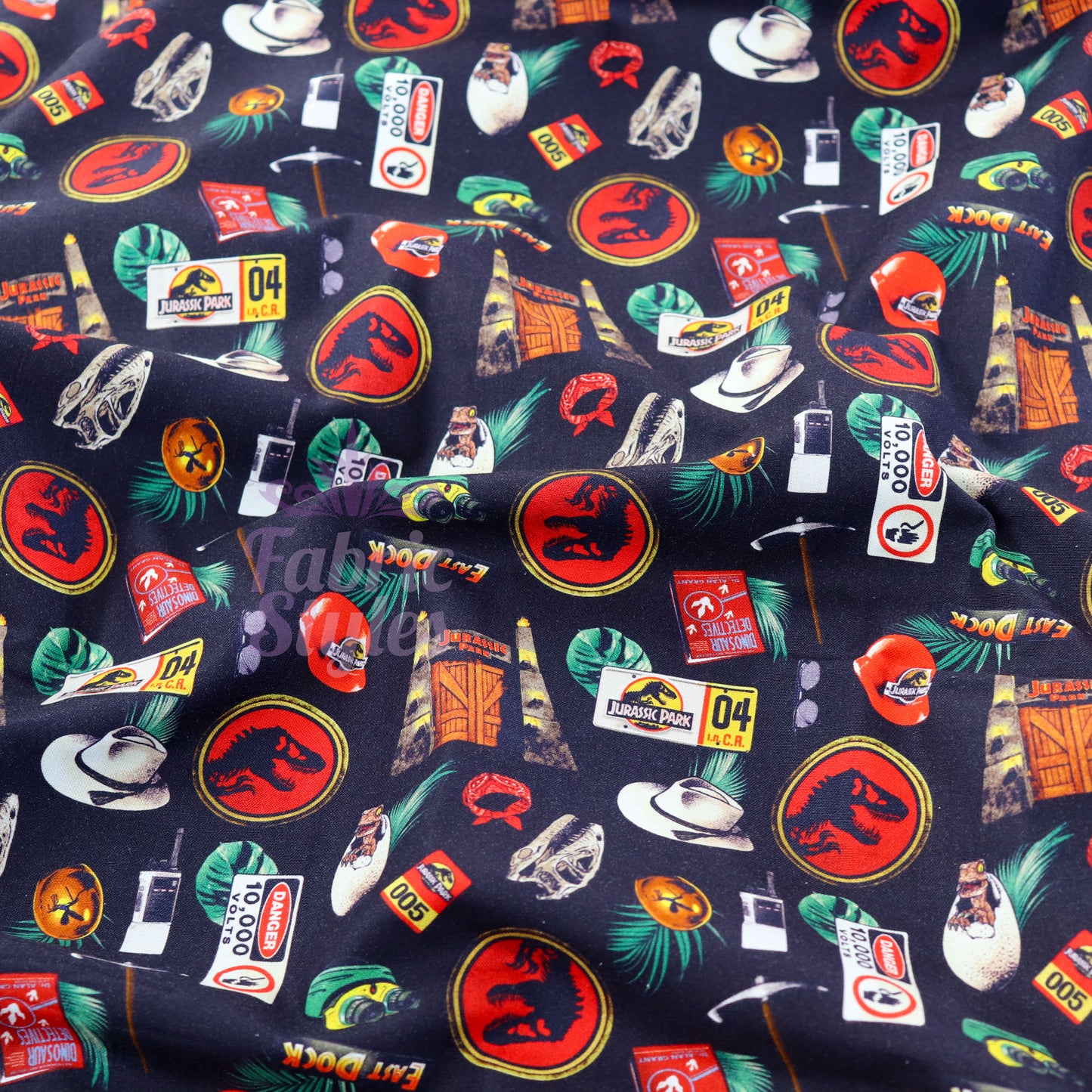 Jurassic Park Icons Cotton Fabric