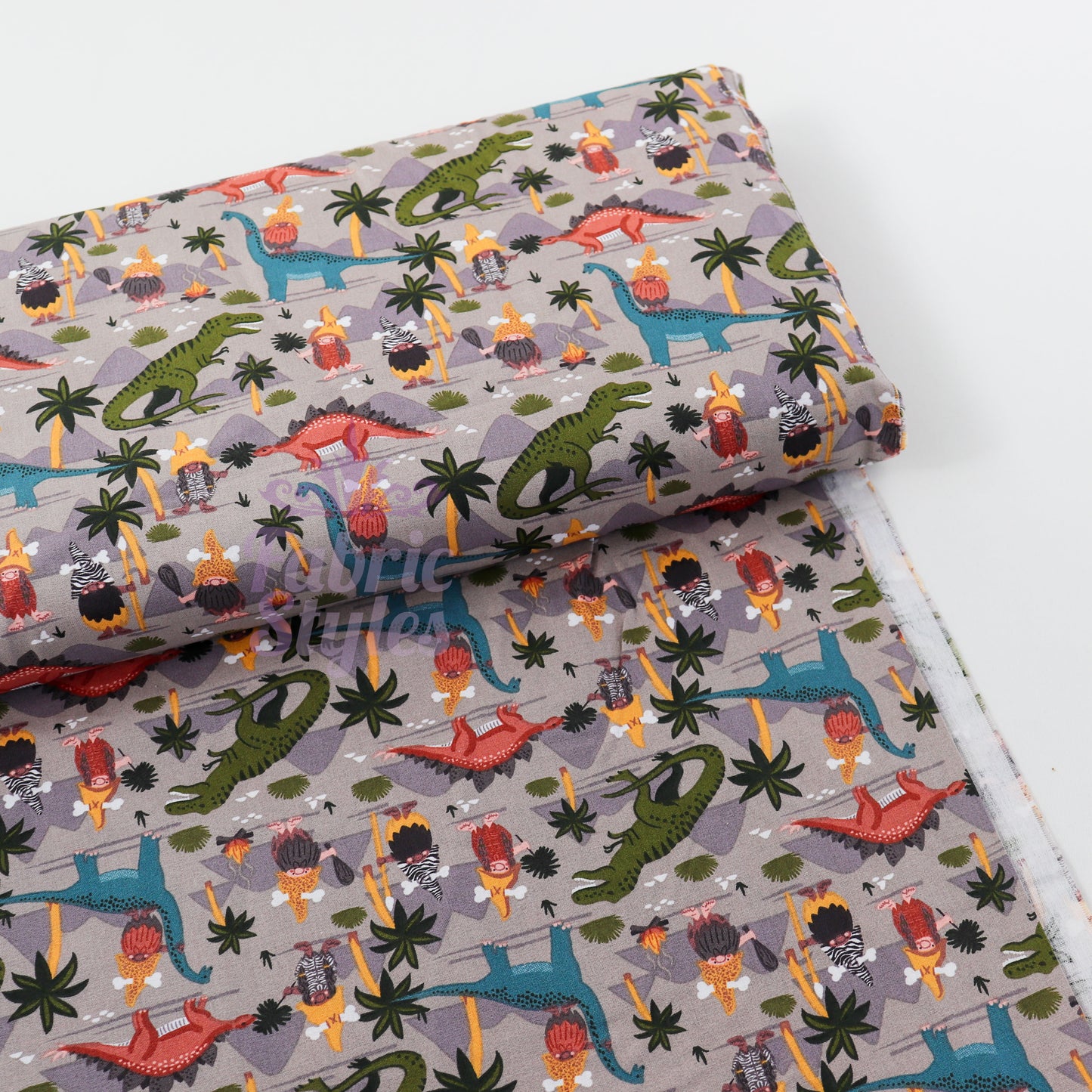 Dino World Cotton Fabric