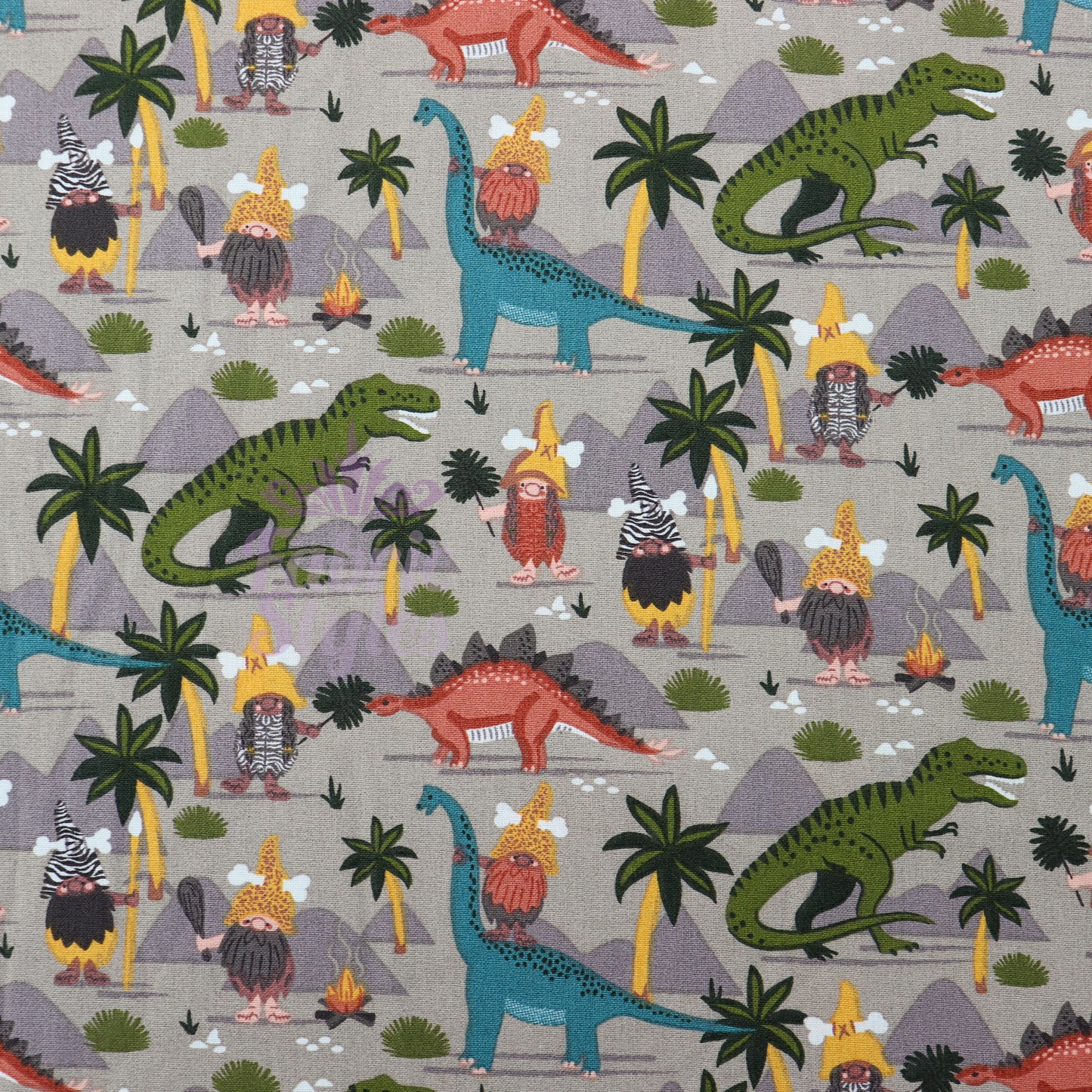 Dino World Cotton Fabric