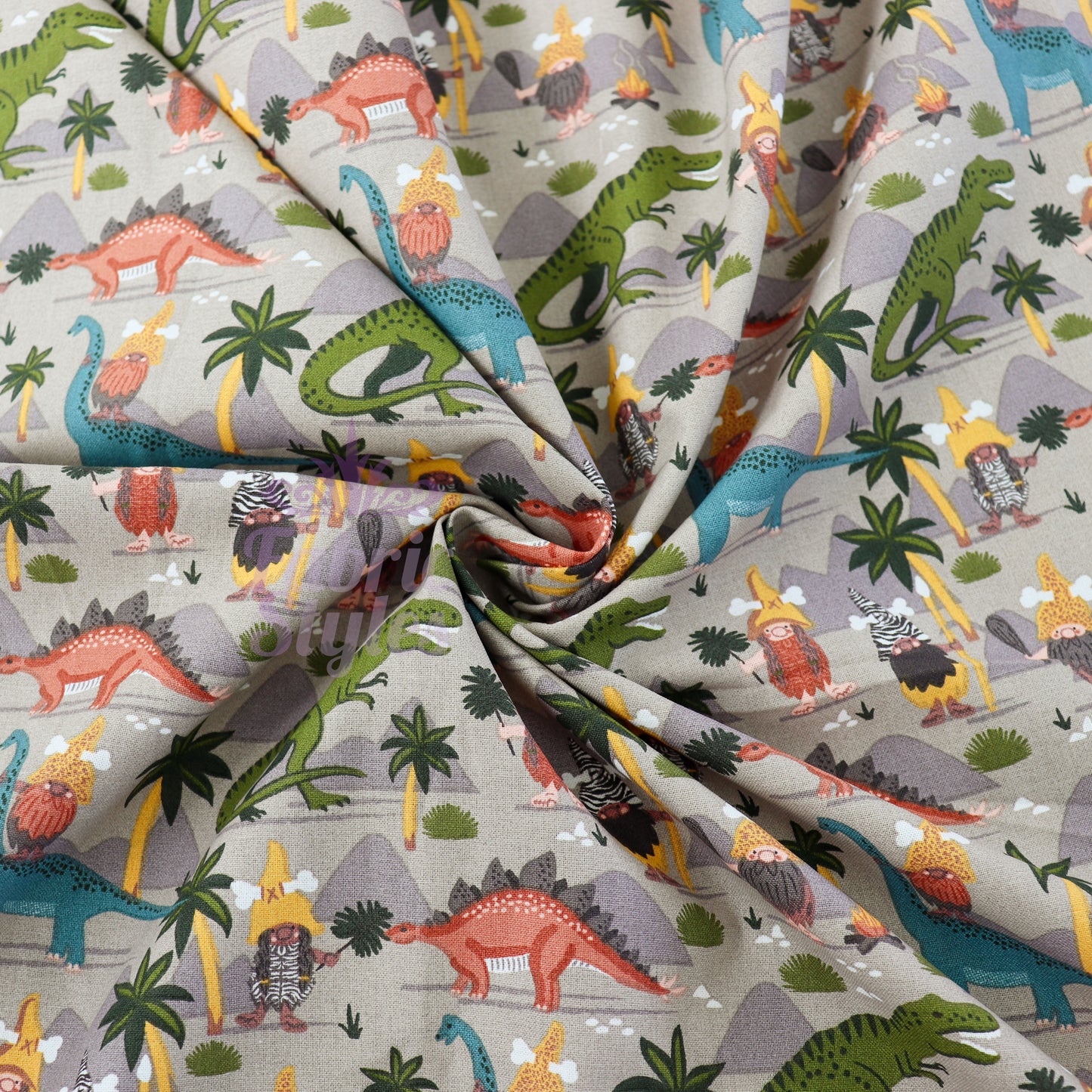 Dino World Cotton Fabric