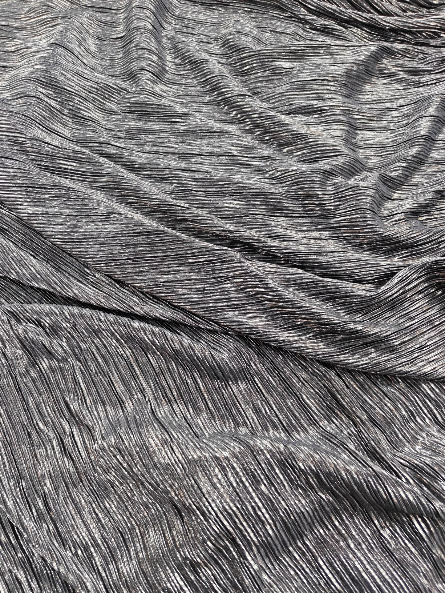 Grey Foil Plisse Fabric