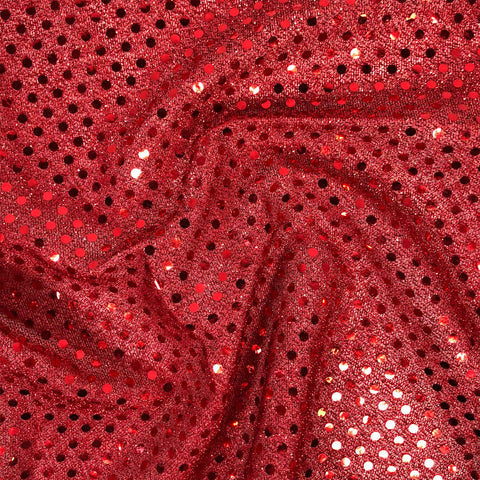 FS585_5 Red Poly Jersey 3MM Sequins | Fabric | Black, Clubwear, drape, elastane, Fabric, fashion fabric, Foil, jersey, limited, making, Nylon, Pink, Poly Jersey, Polyester, purple, SALE, Sequins, sewing, Skirt, Stretchy | Fabric Styles