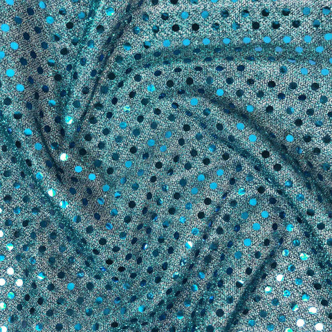 FS585_7 Turquoise Poly Jersey 3MM Sequins | Fabric | Black, Clubwear, drape, elastane, Fabric, fashion fabric, Foil, jersey, limited, making, Nylon, Pink, Poly Jersey, Polyester, purple, SALE, Sequins, sewing, Skirt, Stretchy | Fabric Styles