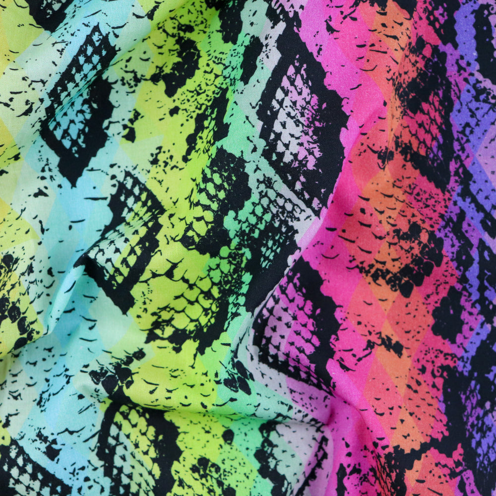 FS926 Rainbow Snake Skin Cotton | Fabric | Children, Cotton, drape, Fabric, fashion fabric, Kids, Kites, making, sewing, Skirt, Snake, Tie Dye | Fabric Styles