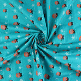 FS682_2 Festive Mount Baubles Cotton Fabric Green | Fabric | blue, celebration, Christmas, Cotton, drape, Dream, Fabric, fashion fabric, Festive, Light blue, making, SALE, sewing, Skirt, Snowflake, Xmas | Fabric Styles