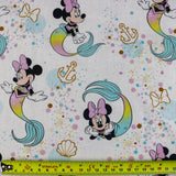 FS760_1 Disney Mermaid Minnie | Fabric | blue, Brand, Branded, Children, Cotton, Denim, Disney, drape, Fabric, fashion fabric, Kids, Light blue, making, Mermaid, Minnie, Minnie Mouse, Mouse, Pink, sewing, Skirt | Fabric Styles