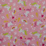 FS770_2 Unicorn Stars Poly Cotton Fabric Pink | Fabric | Animal, Children, Colourful, drape, Fabric, fashion fabric, FS770, Green, Kids, making, Multicolour, Navy, Poly, Poly Cotton, sewing, Shark, Sharks, Skirt, Unicorn, White | Fabric Styles