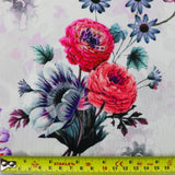 FS1058 Watercolour Floral Stretch Knit Fabric Grey | Fabric | fabric, floral, Flowers, grey, Petals, Red, rose, scuba, stretch, watercolour, White | Fabric Styles